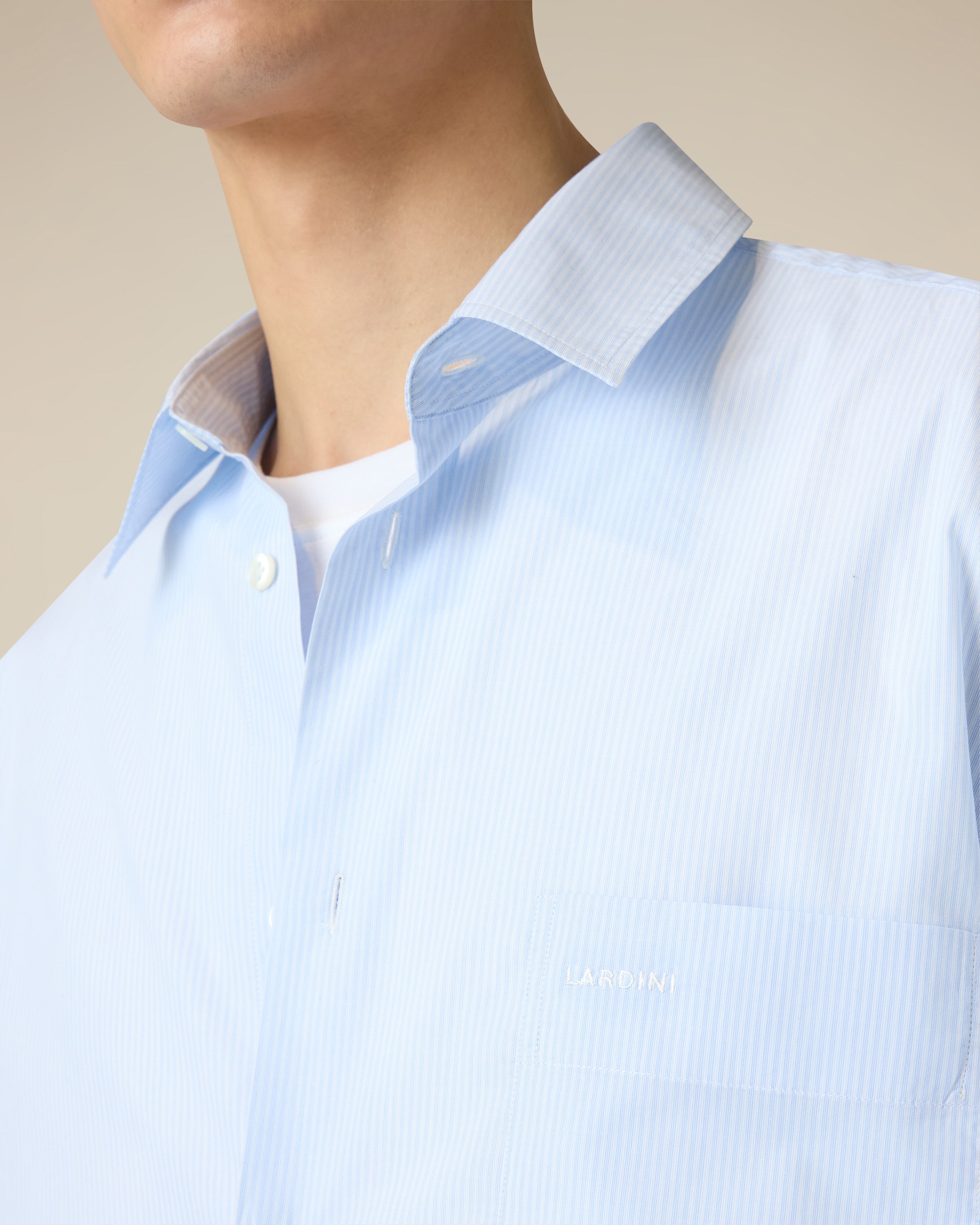 Blue cotton poplin shirt with striped pattern LIGHT BLUE Lardini 3