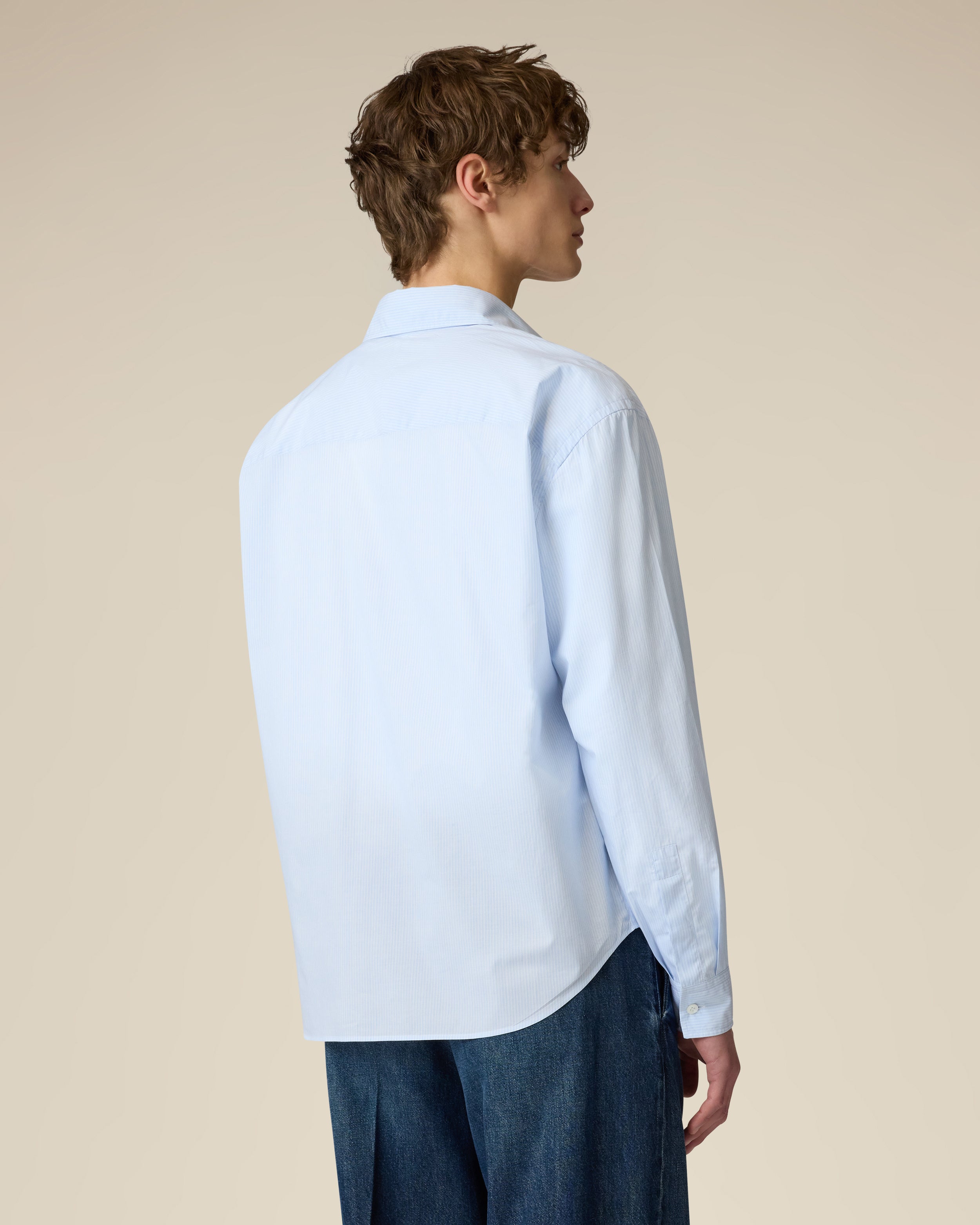Blue cotton poplin shirt with striped pattern LIGHT BLUE Lardini 5