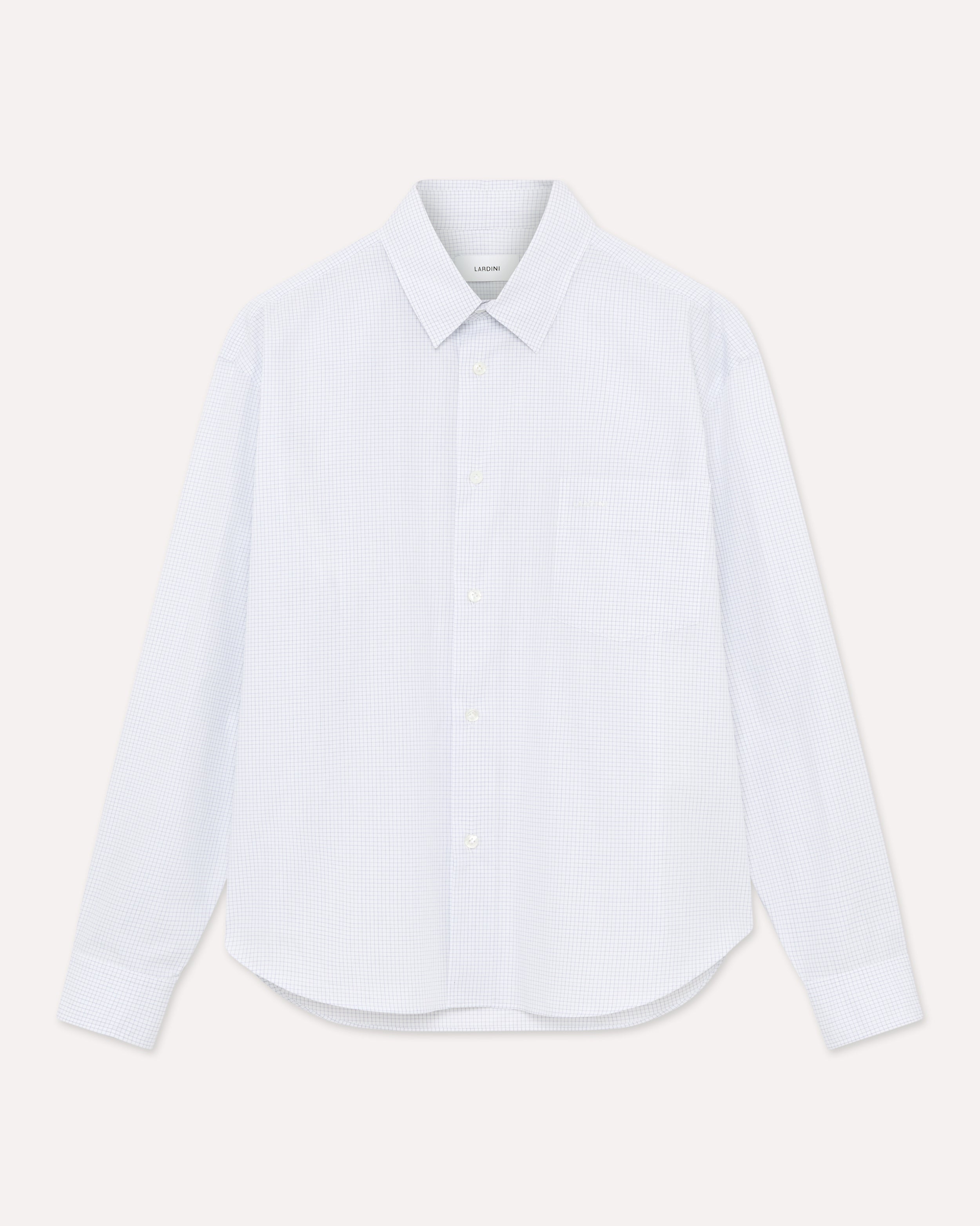 Camicia bianca in popeline di cotone WHITE/LIGHT BLUE Lardini 1
