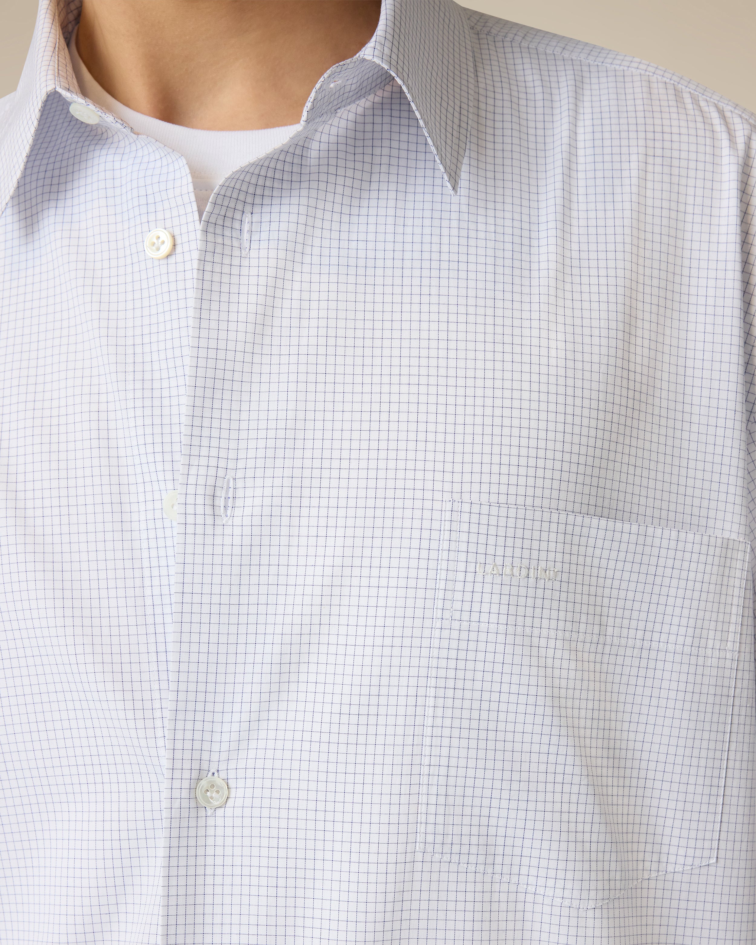 Camicia bianca in popeline di cotone WHITE/LIGHT BLUE Lardini 3