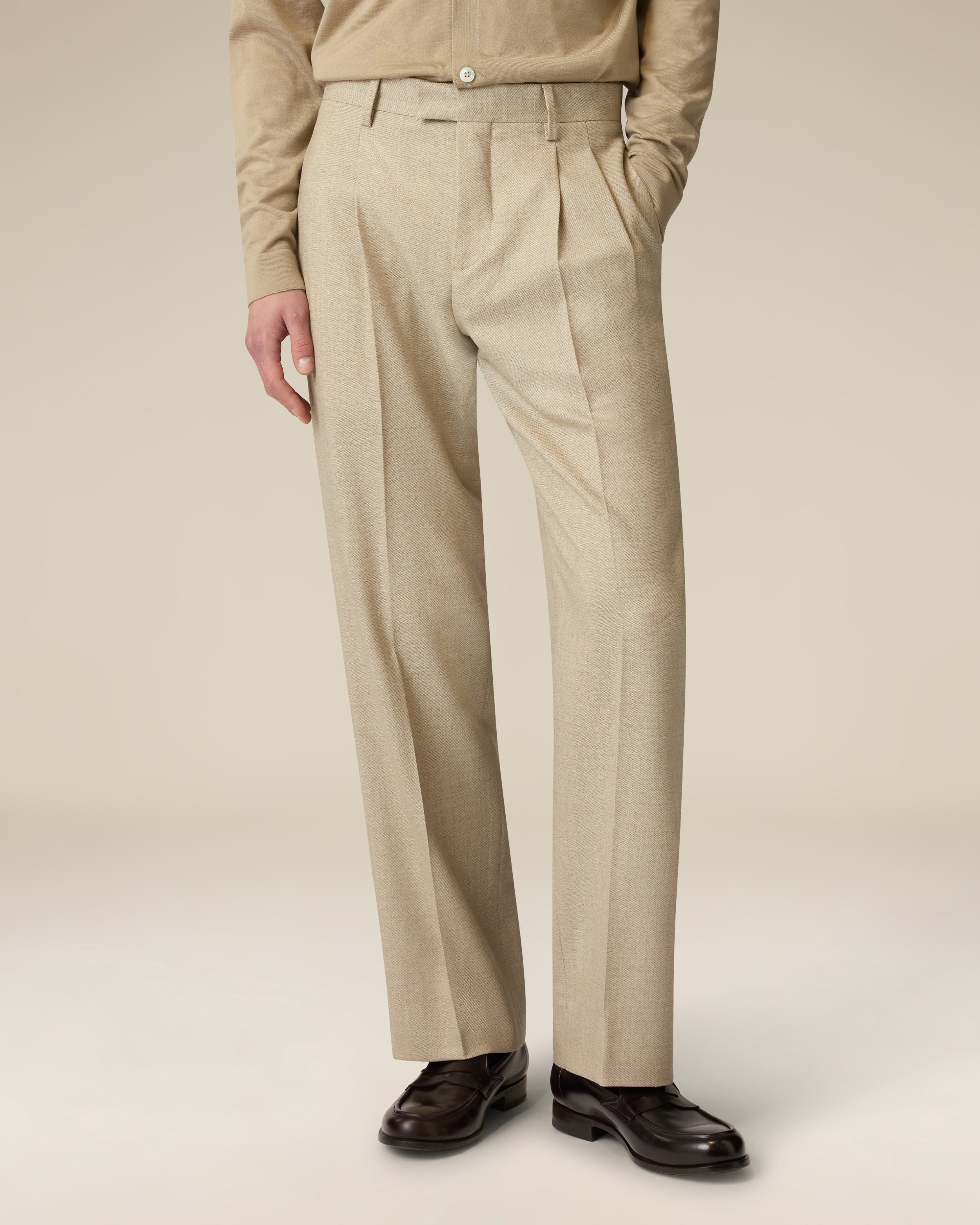 Beige stretch wool trousers BEIGE Lardini 4