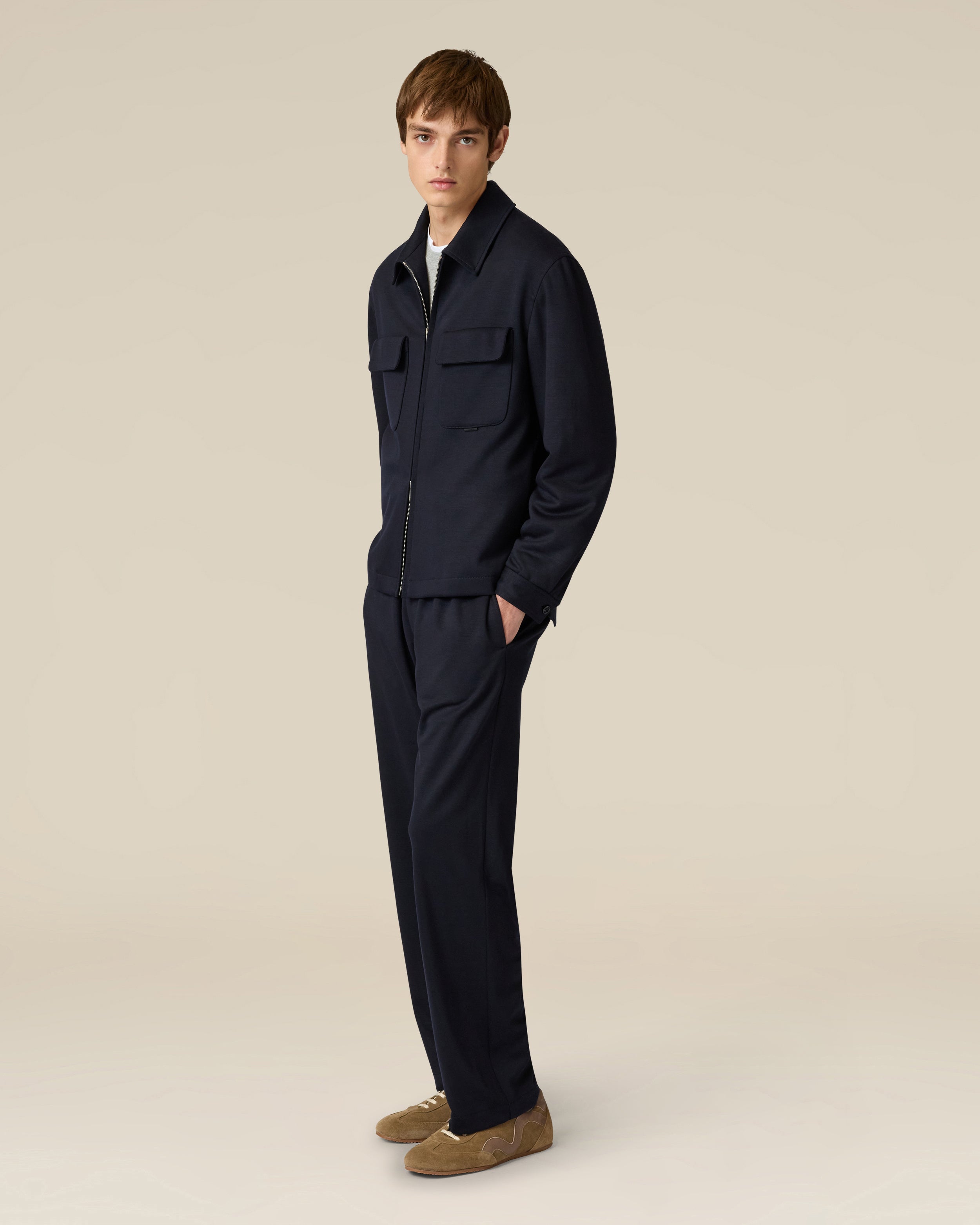 Surchemise matelassée en laine et Tencel bleue BLUE Lardini 2