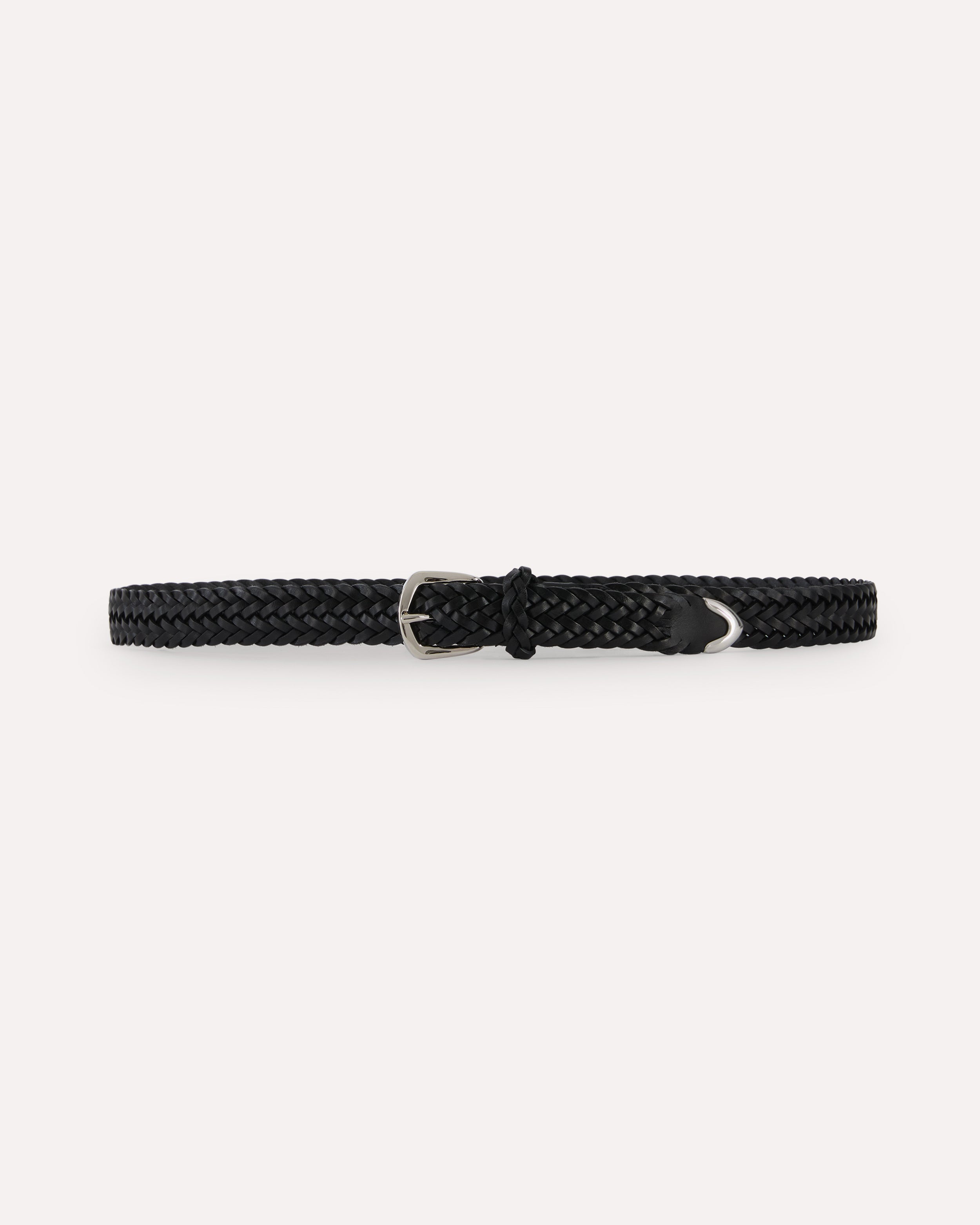 Handwoven black leather belt BLACK Lardini 1