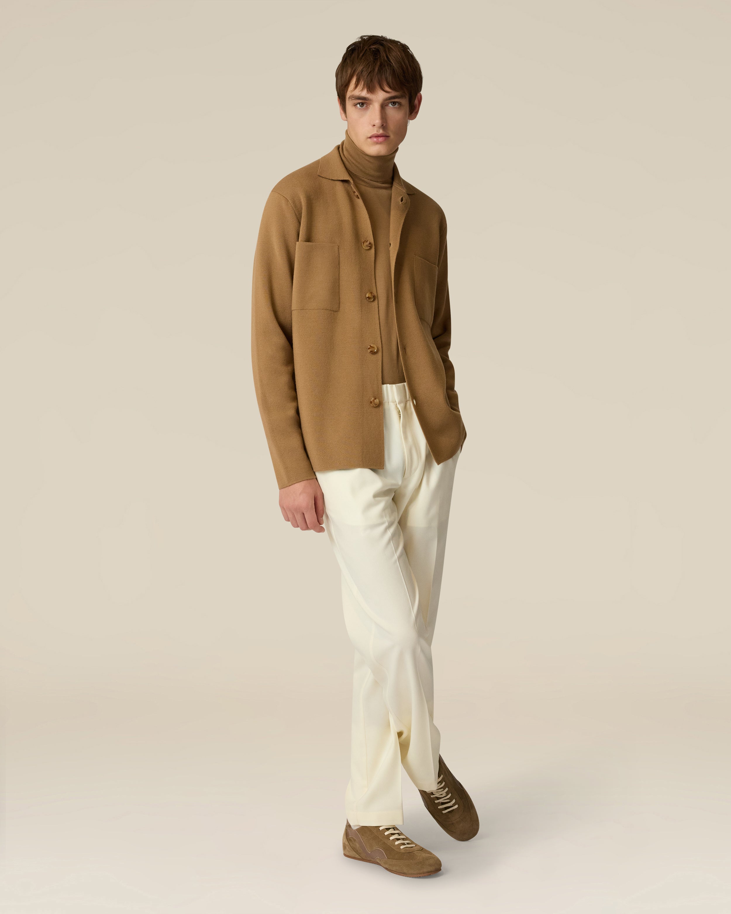Camel merino wool trucker jacket CAMEL Lardini 2