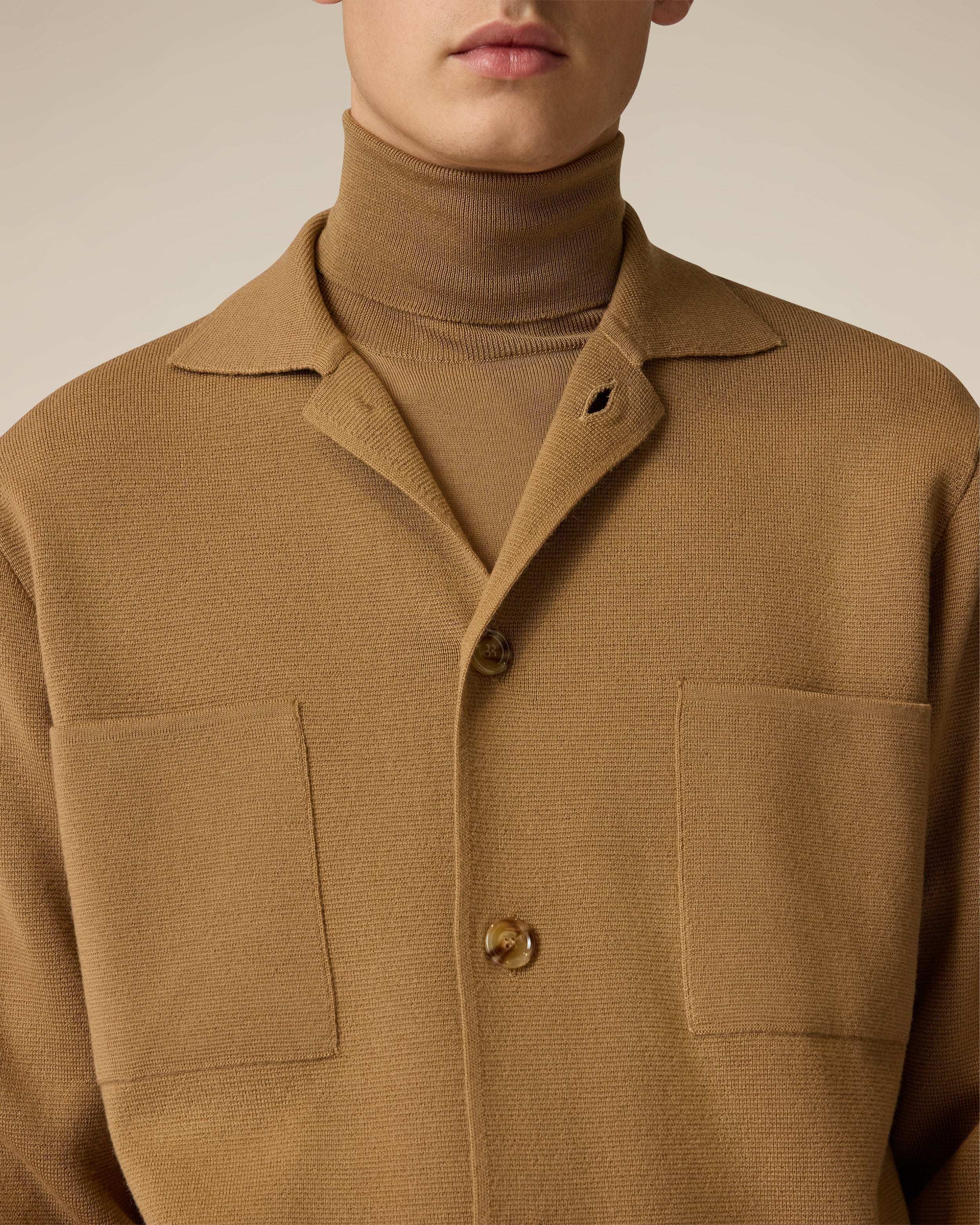 Camel merino wool trucker jacket CAMEL Lardini 3