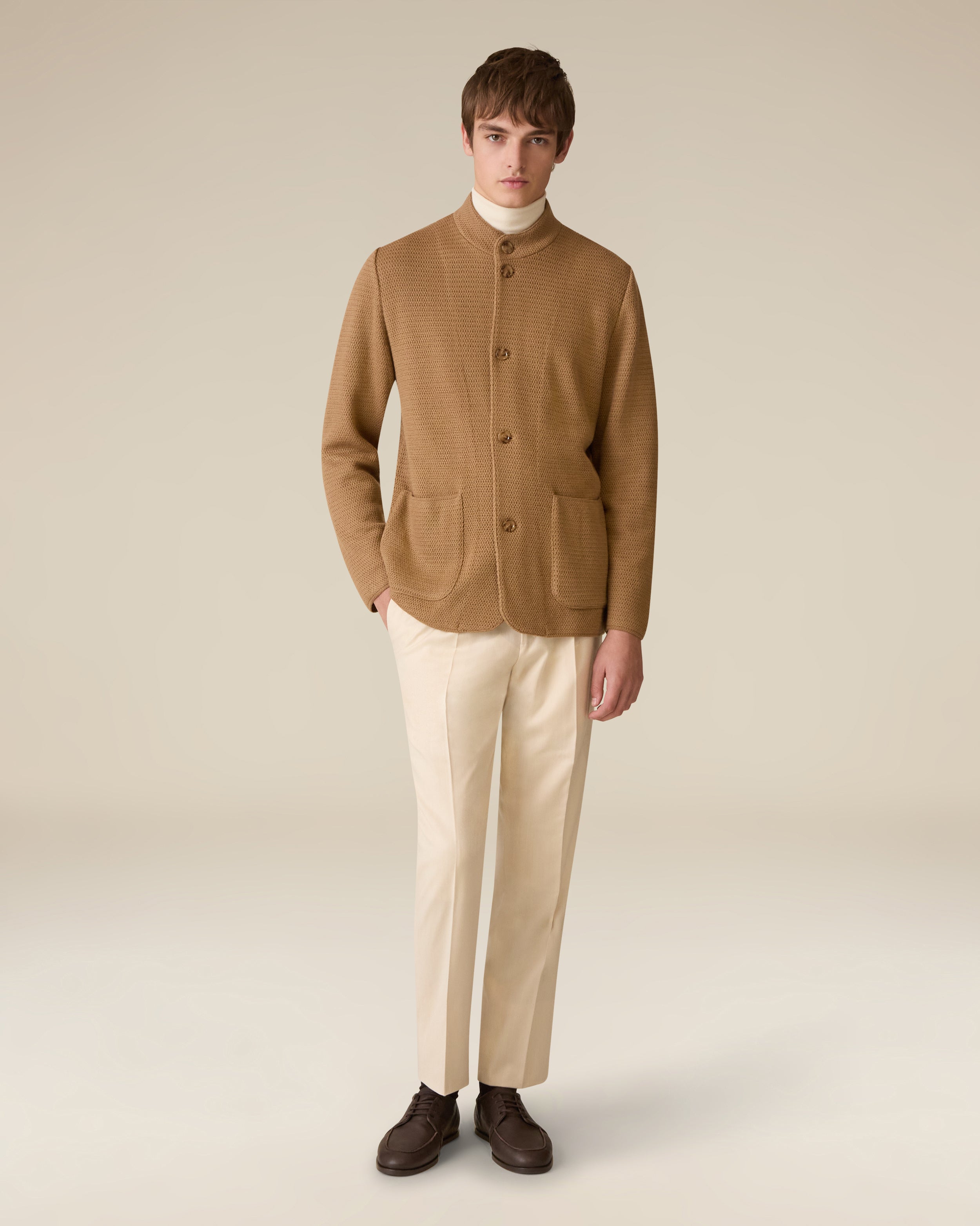 Beige merino wool jacket BEIGE Lardini 2