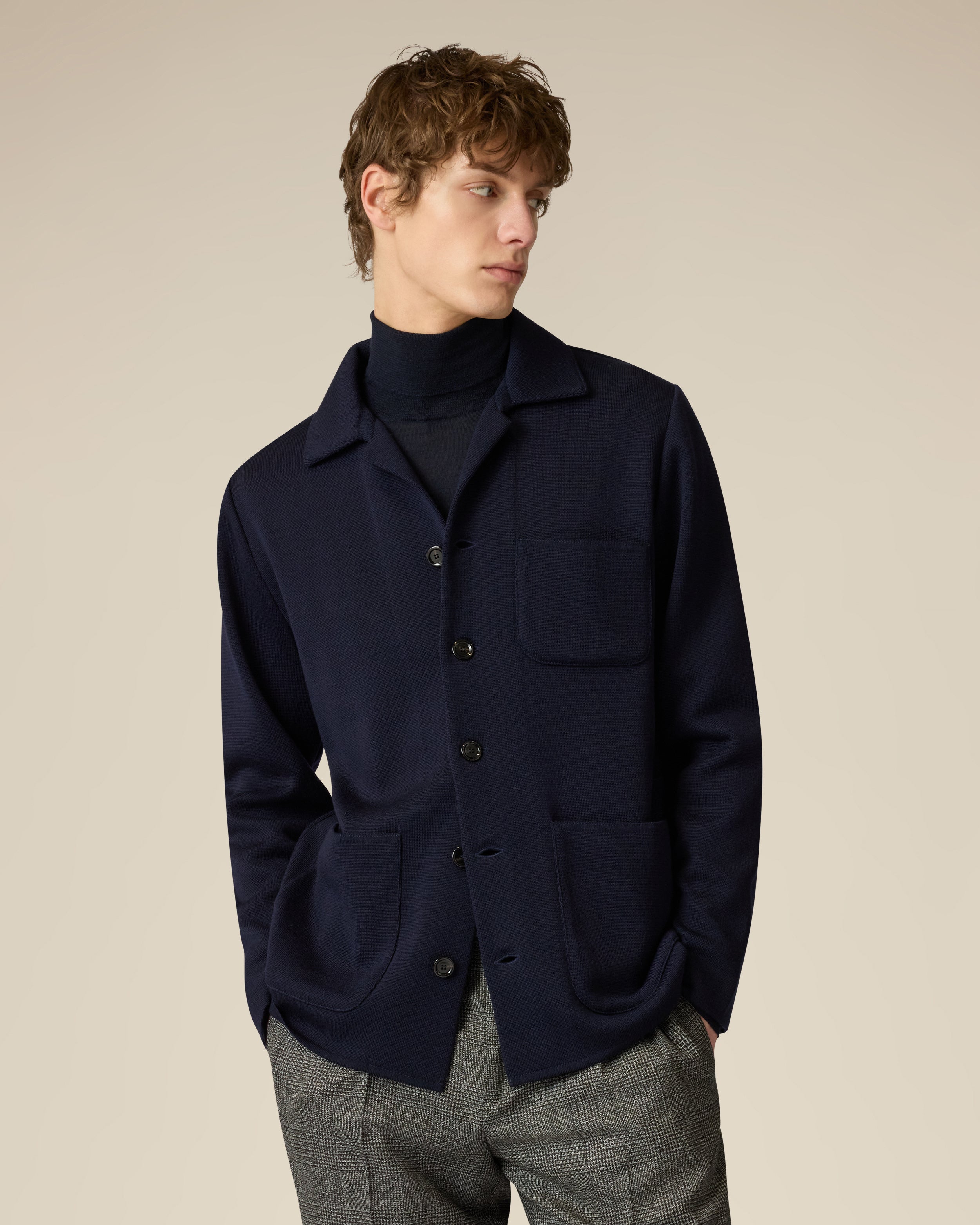 Blue merino wool jacket BLUE Lardini 4