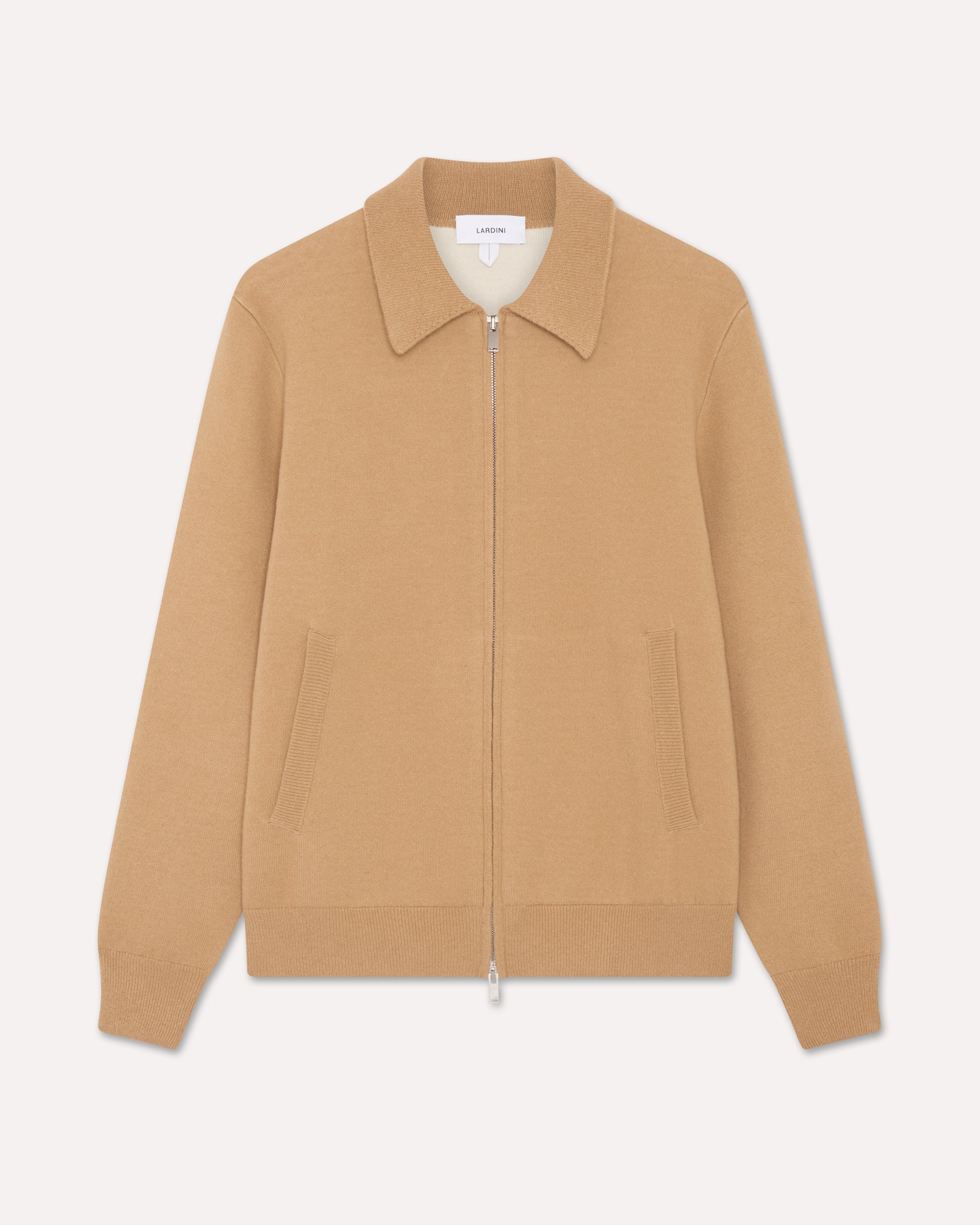Knitted bomber jacket in wool and nylon in beige and cream BEIGE Lardini 1