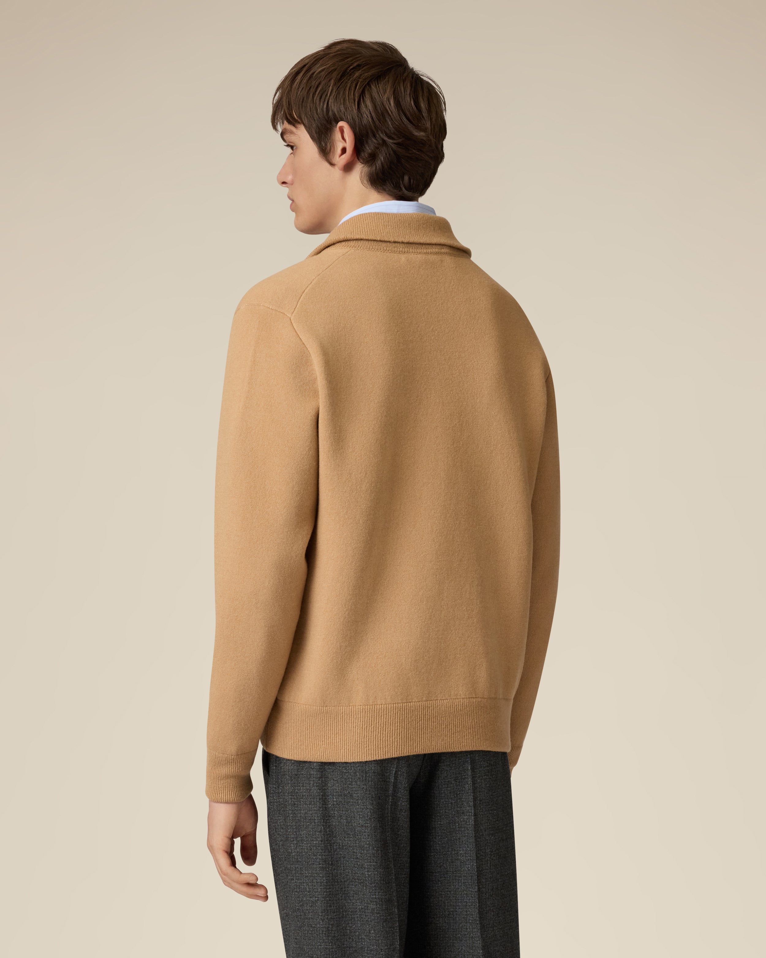 Knitted bomber jacket in wool and nylon in beige and cream BEIGE Lardini 5