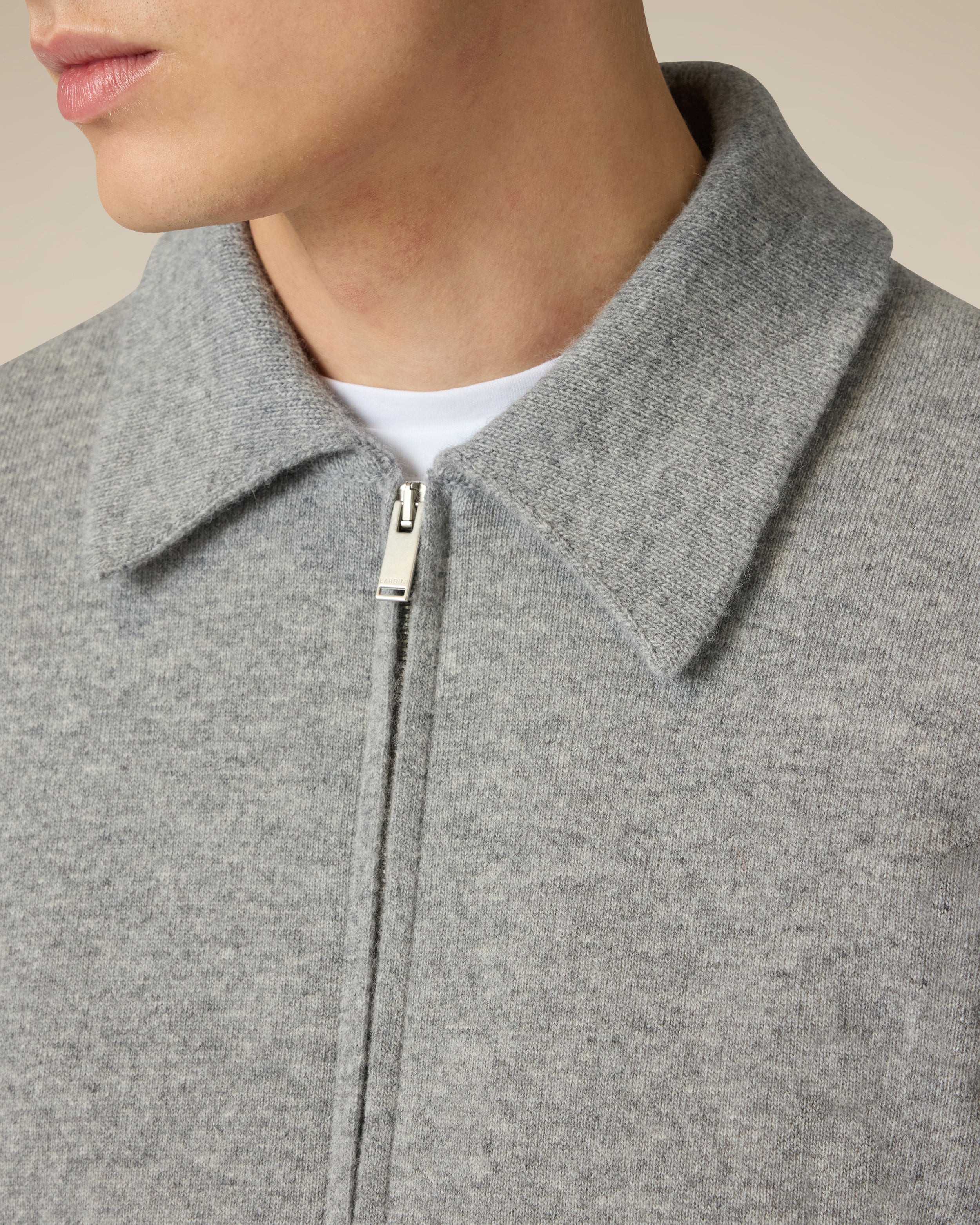 Grey and cream knitted bomber with zip and slanted pockets GREY/CREAM Lardini 3