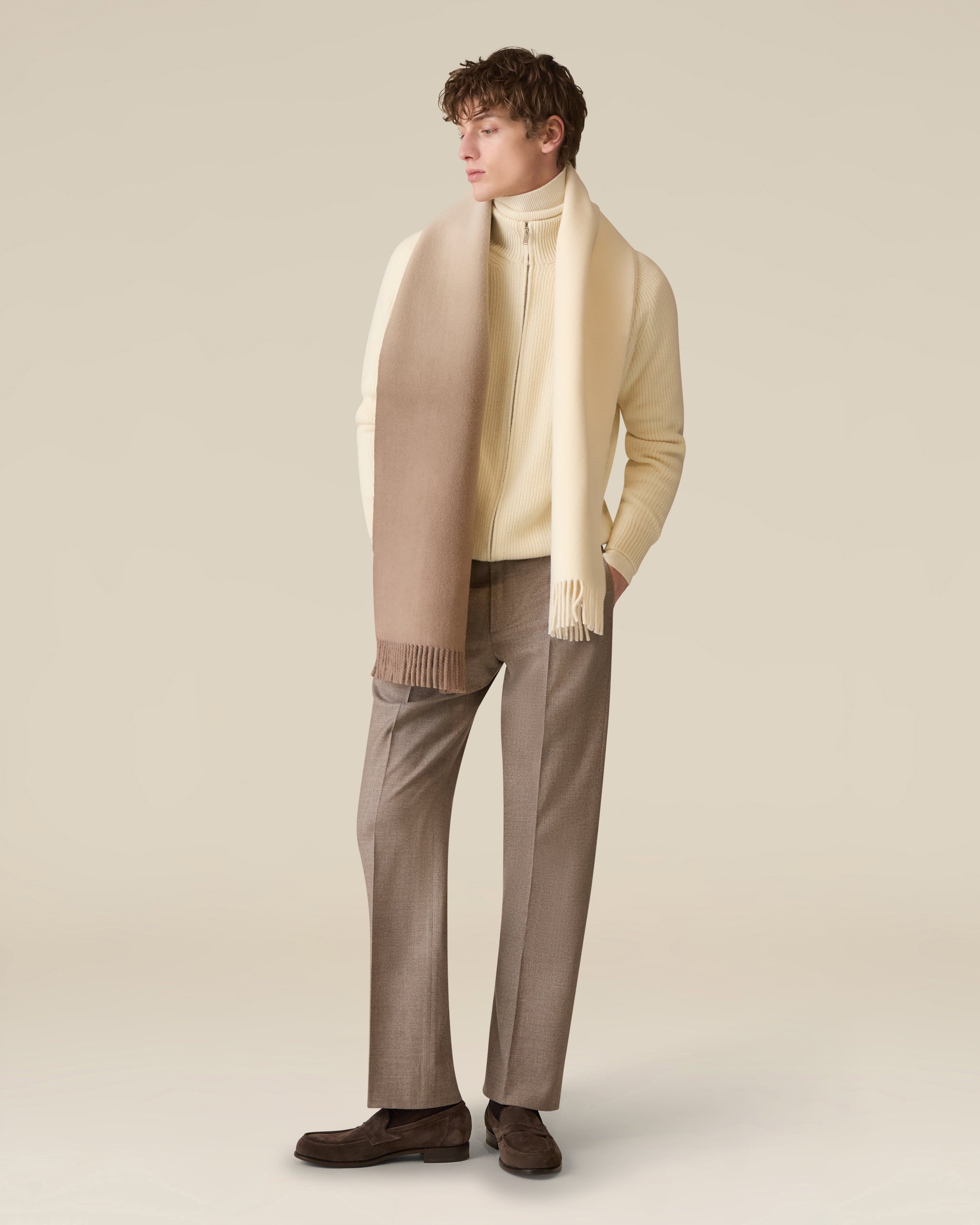 Cream wool and cashmere turtleneck CREAM Lardini 2