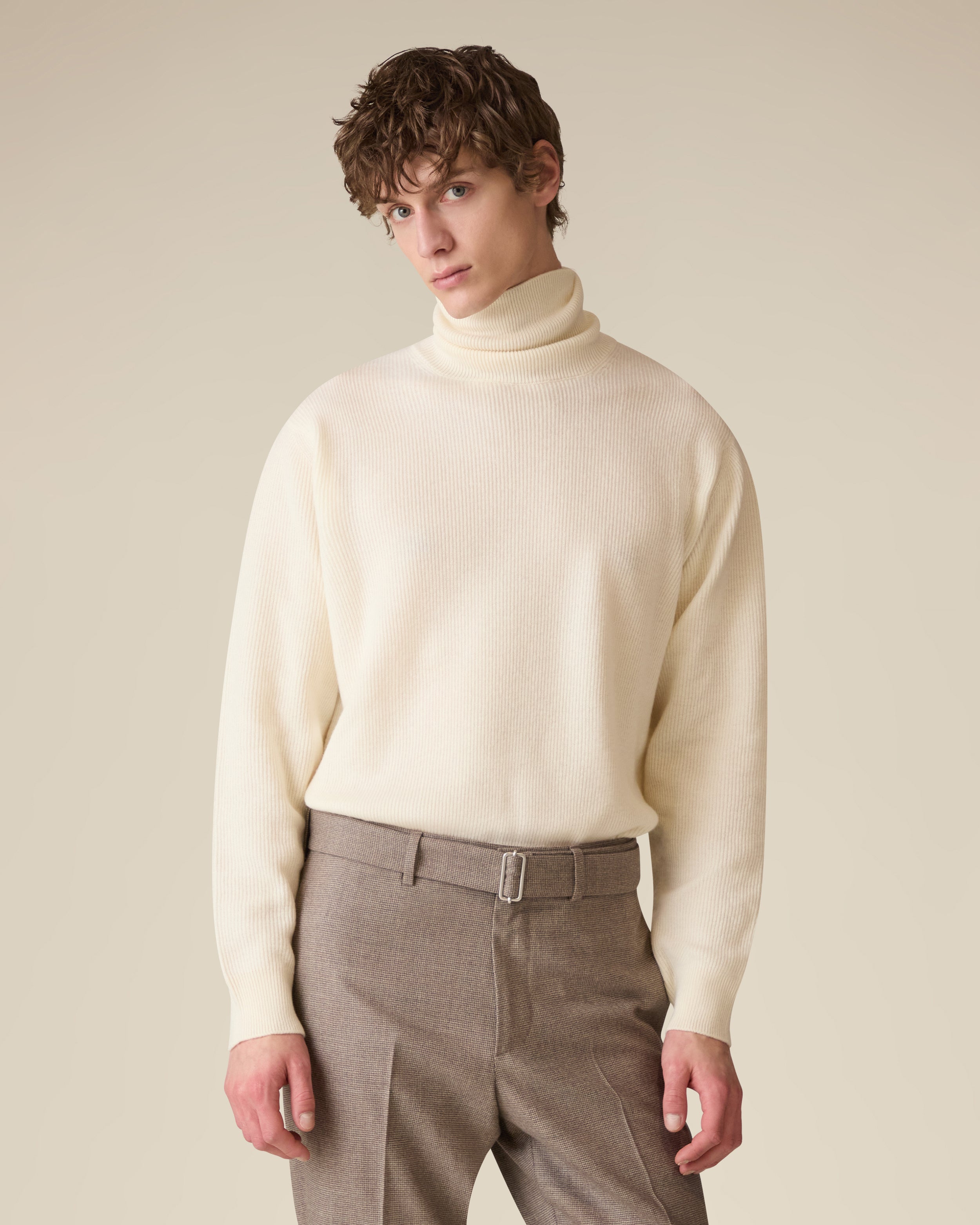 Cream wool and cashmere turtleneck CREAM Lardini 3