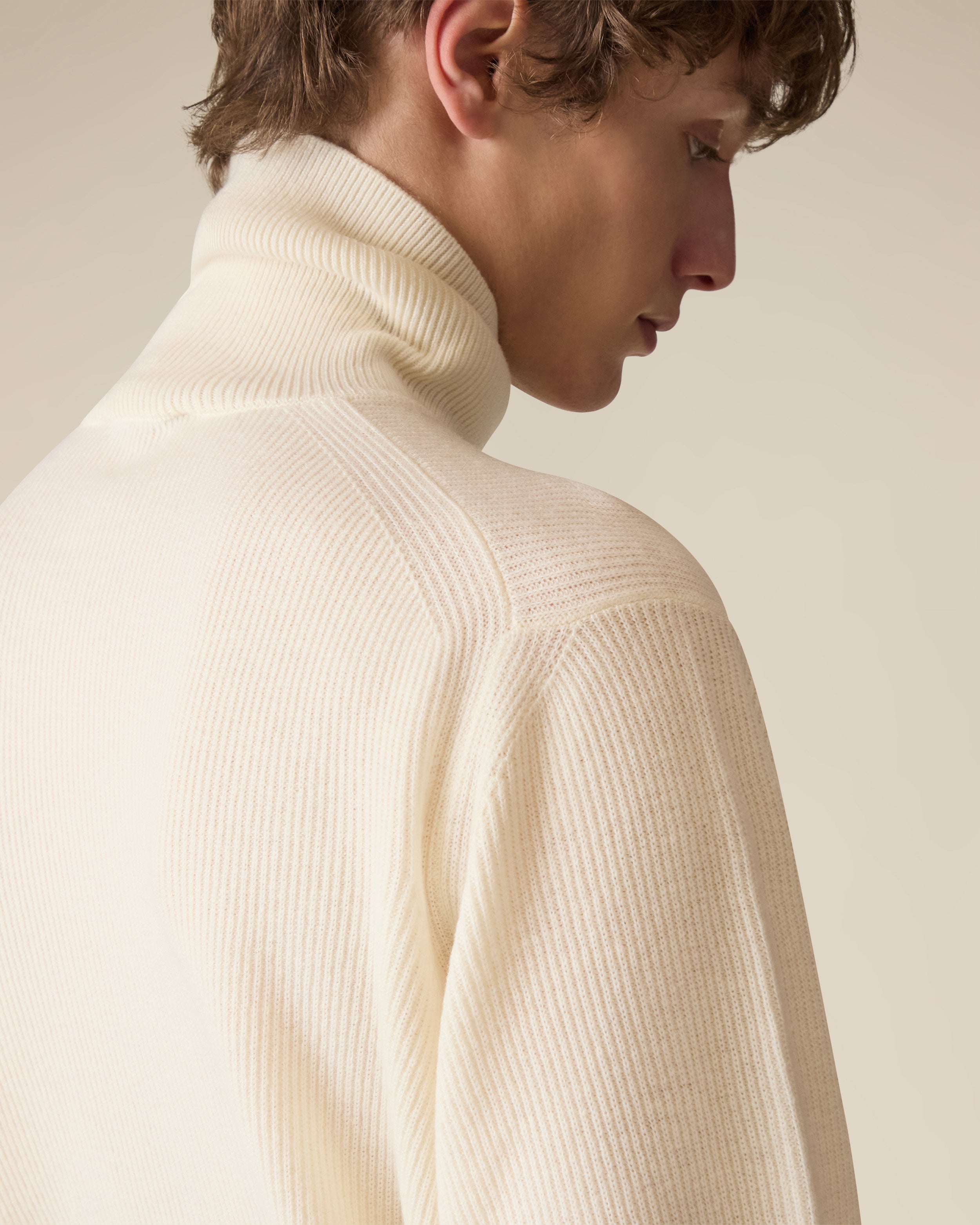 Cream wool and cashmere turtleneck CREAM Lardini 4