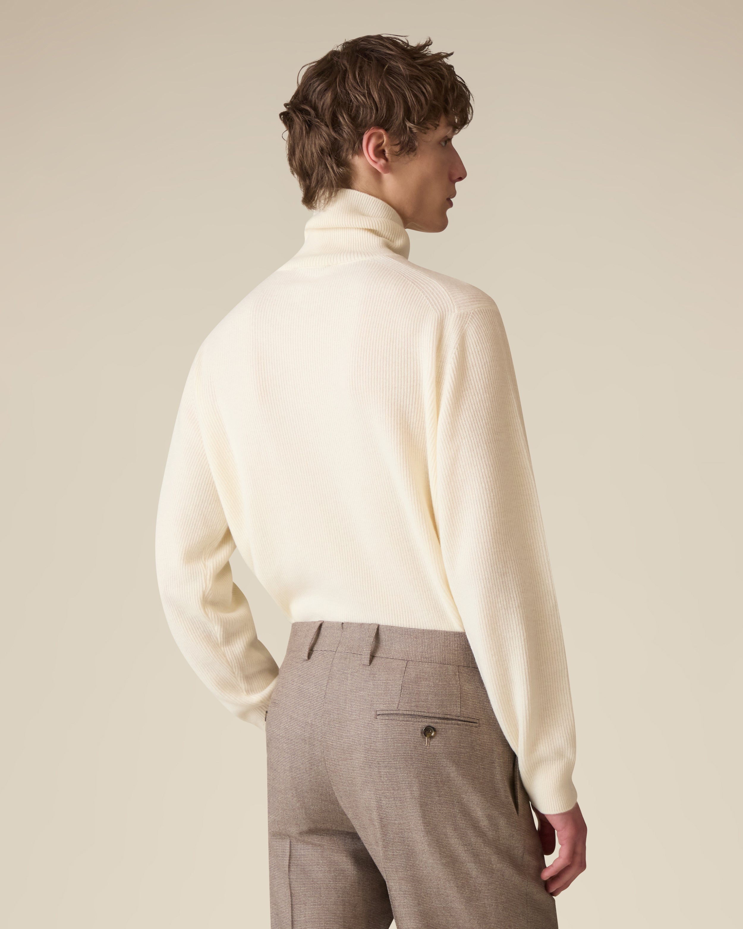 Cream wool and cashmere turtleneck CREAM Lardini 5