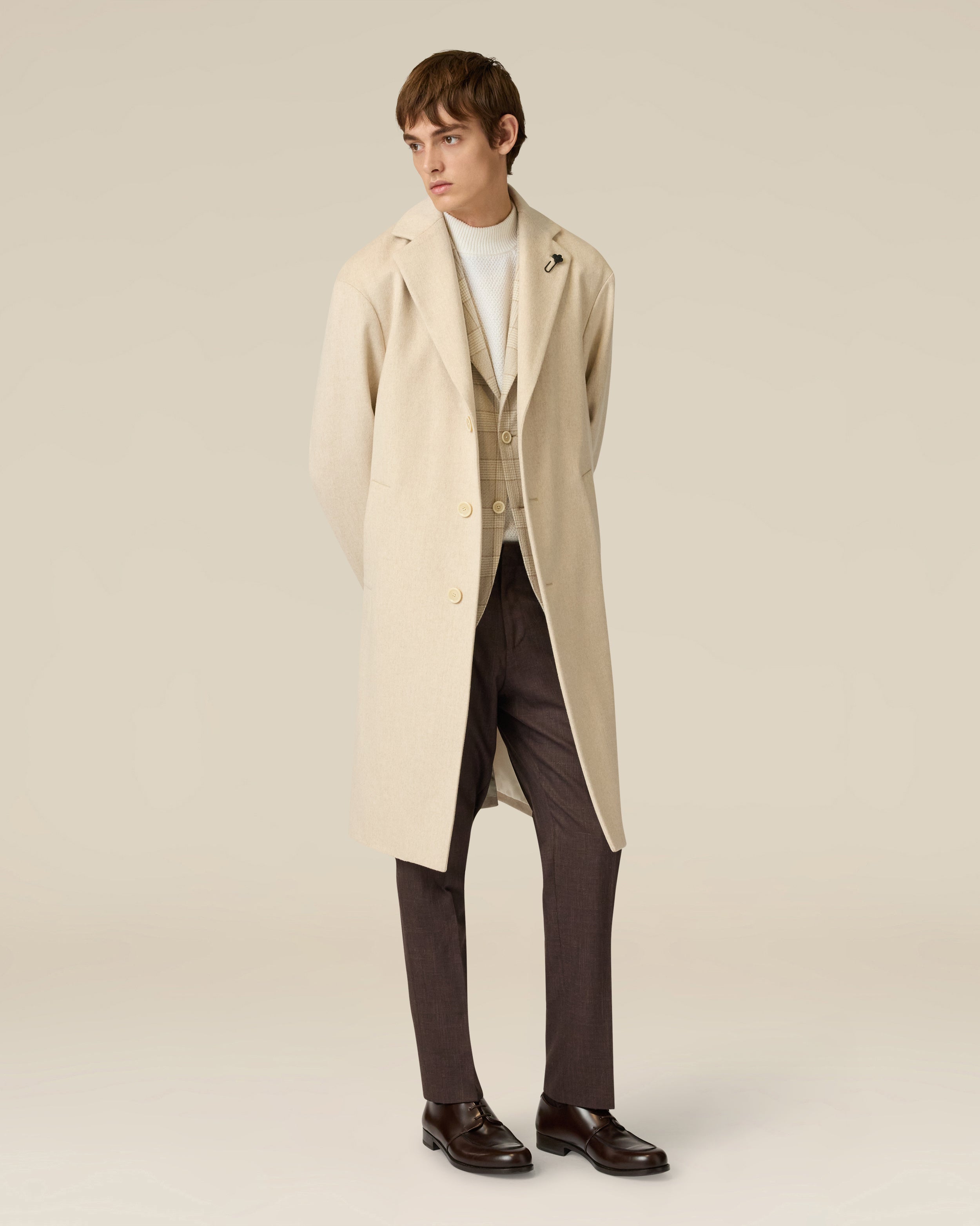 Cream long-sleeve knitted crew-neck CREAM/GREY Lardini 2