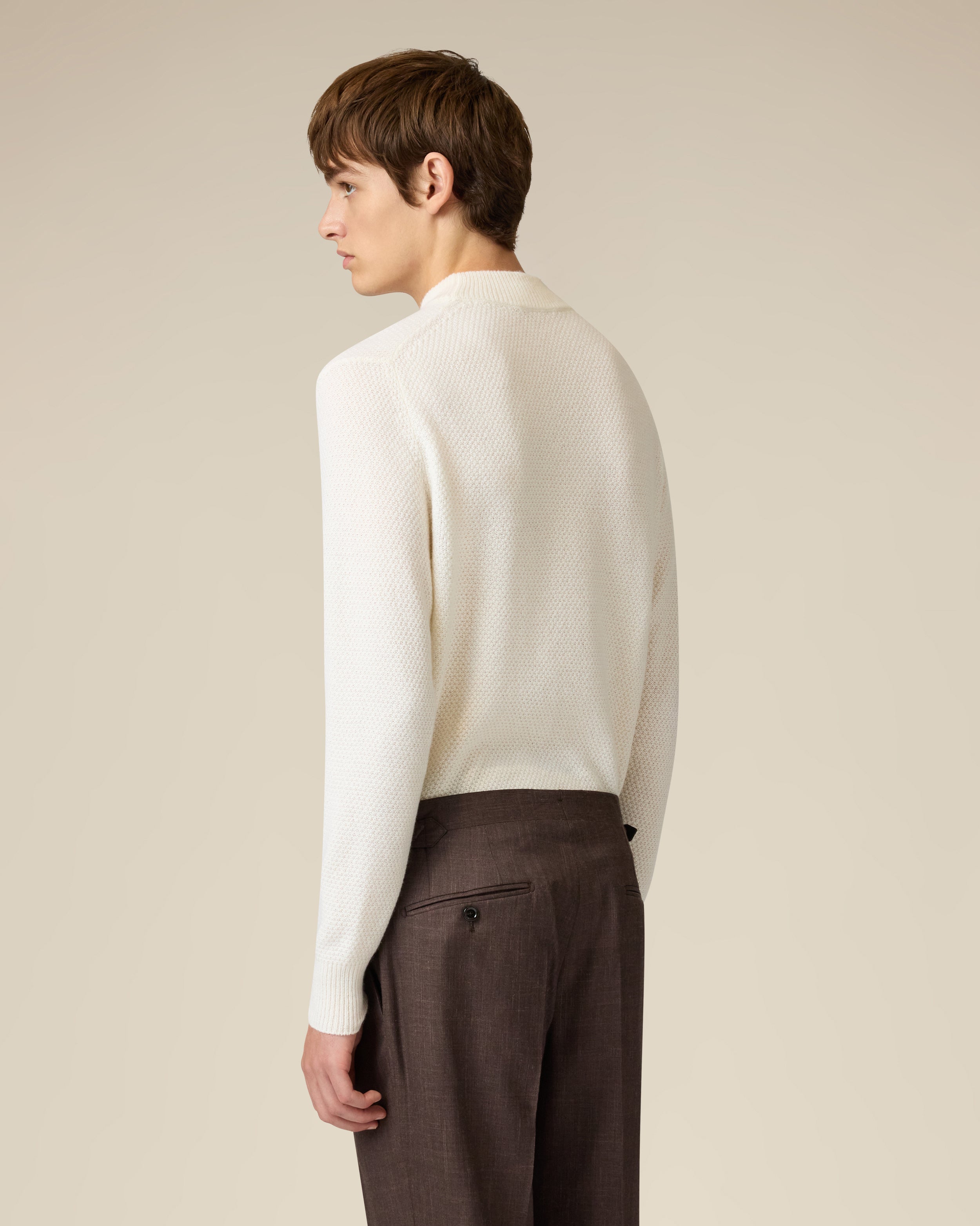 Cream long-sleeve knitted crew-neck CREAM/GREY Lardini 5