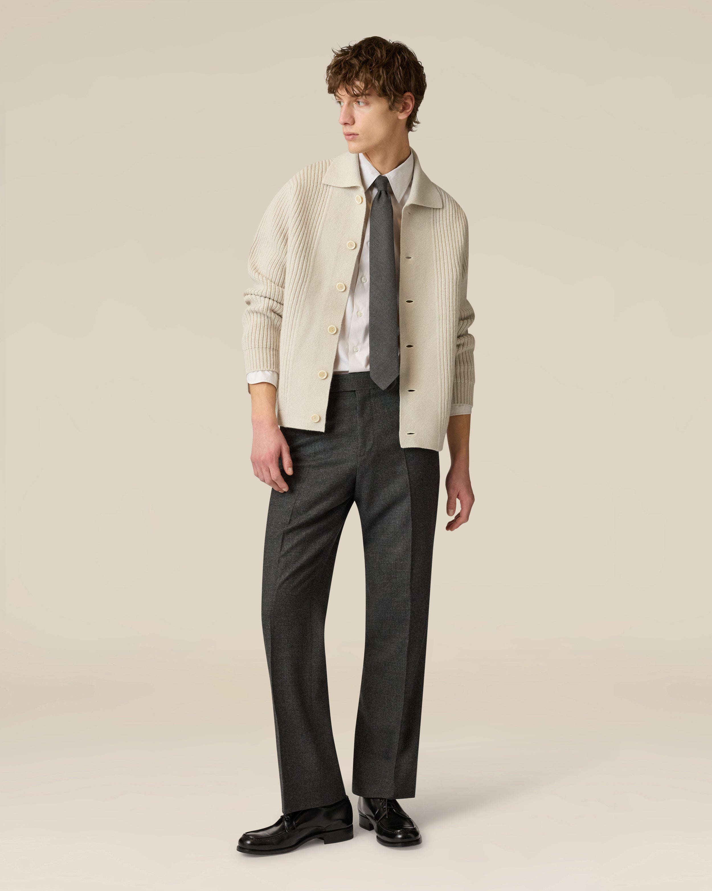 Cream wool and cashmere cardigan CREAM Lardini 2