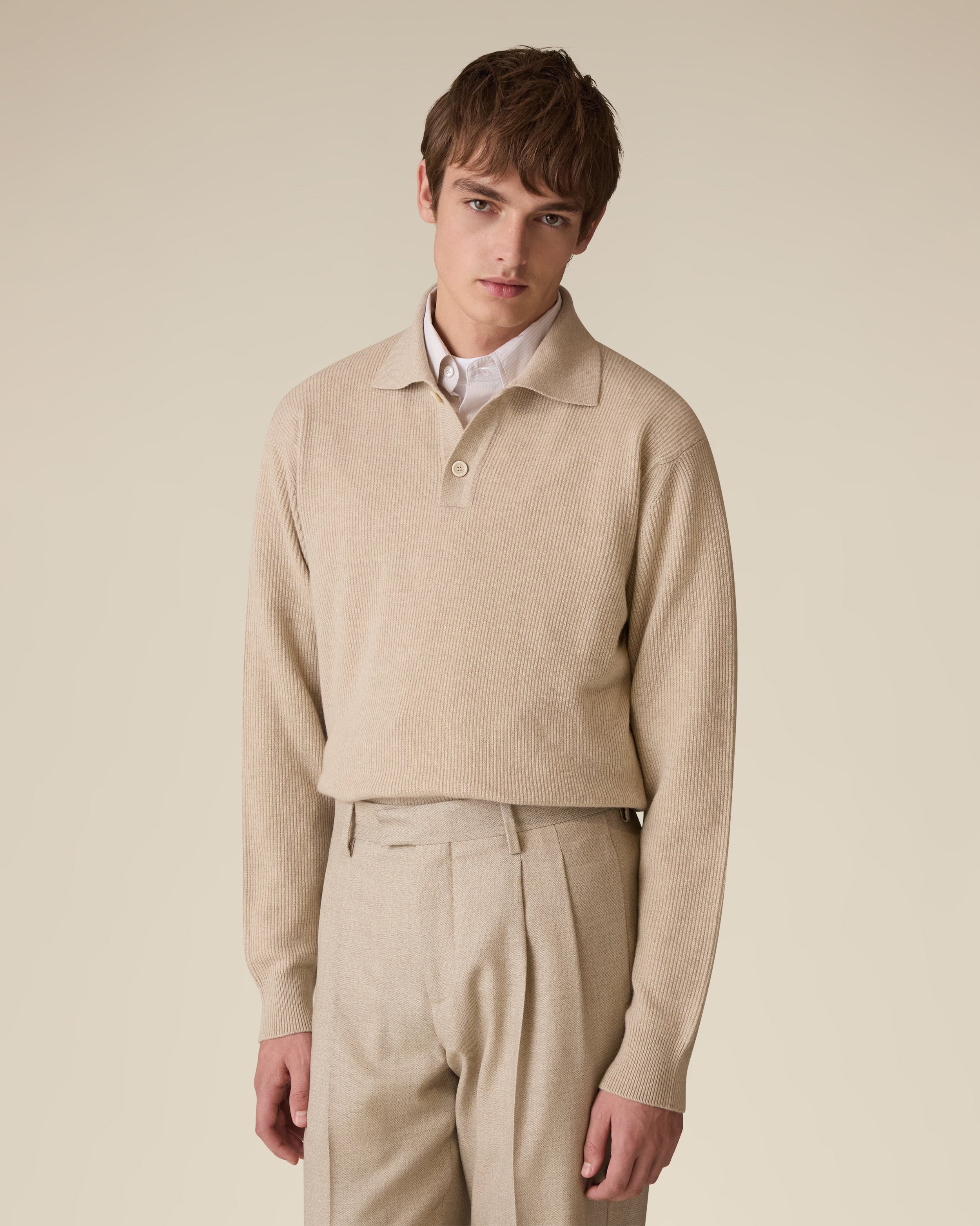 Beige polo in wool and cashmere BEIGE Lardini 3