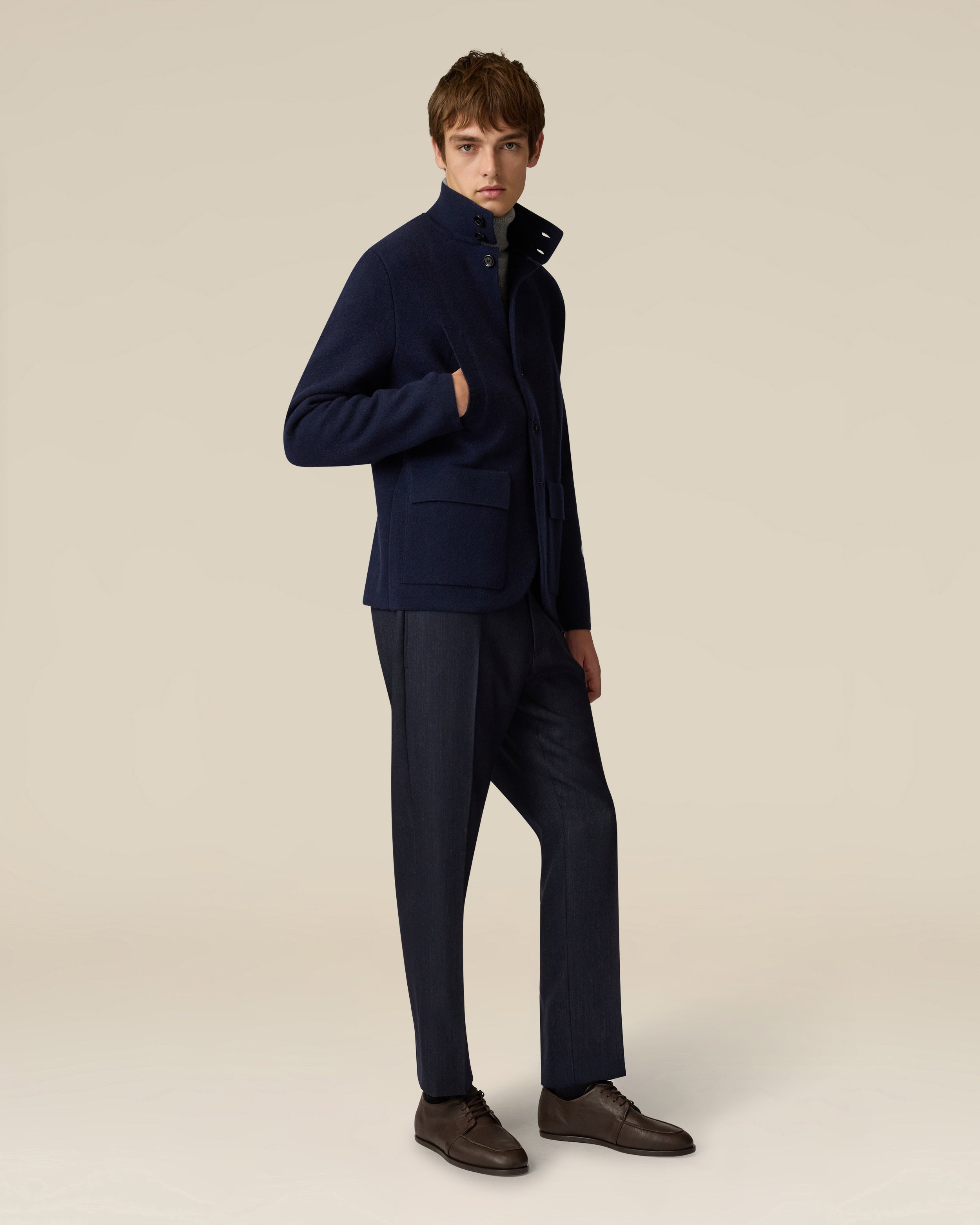 Blue flat-front trousers BLUE Lardini 2