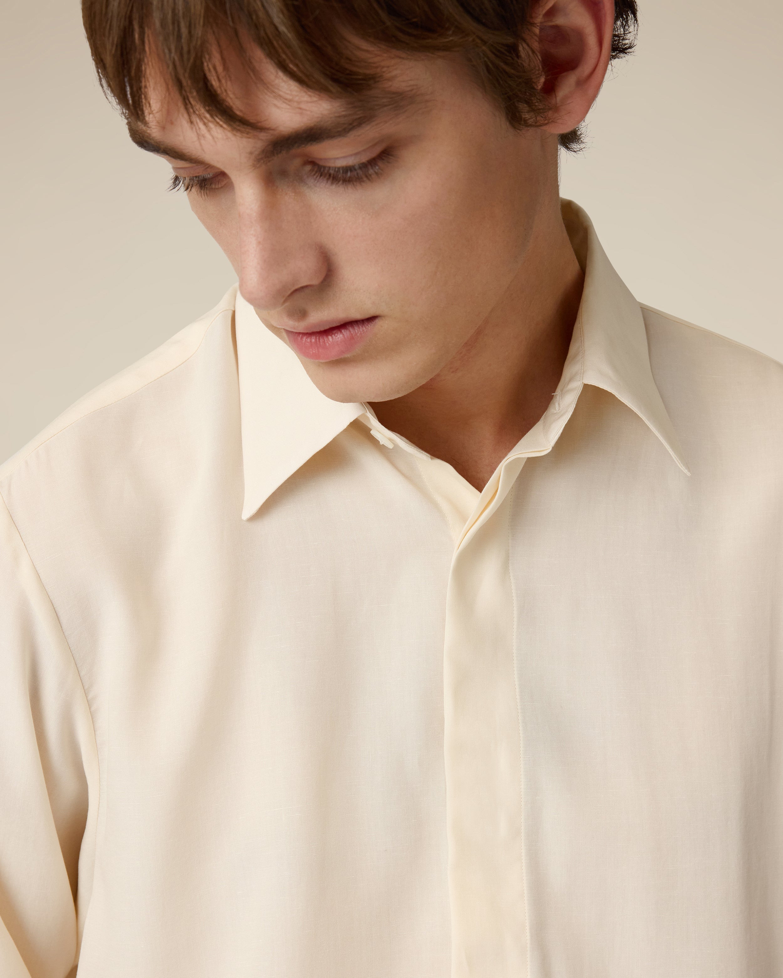 Chemise crème en lyocell et lin CREAM Lardini 3