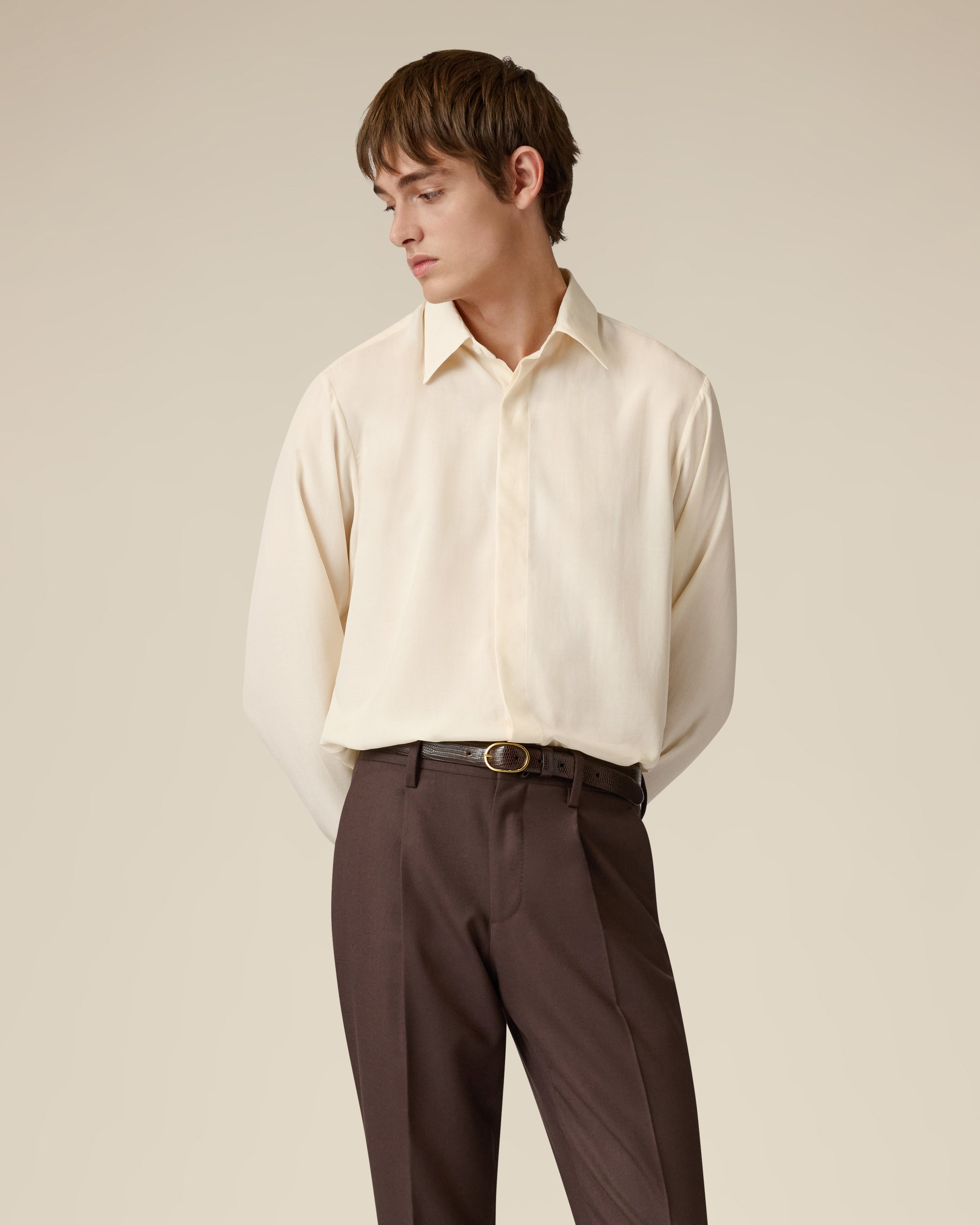 Chemise crème en lyocell et lin CREAM Lardini 4