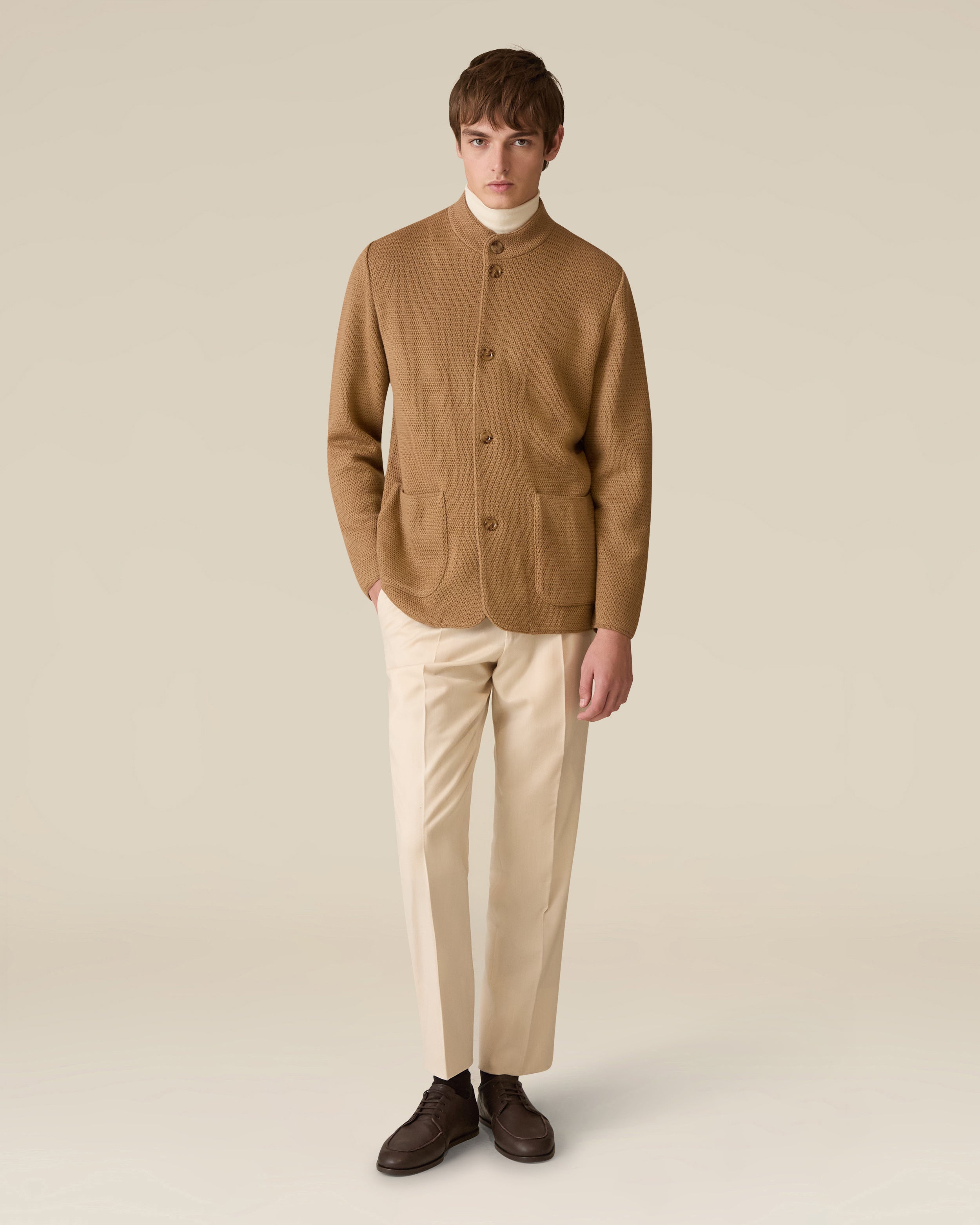 Cream flannel trousers with cashmere CREAM Lardini 2