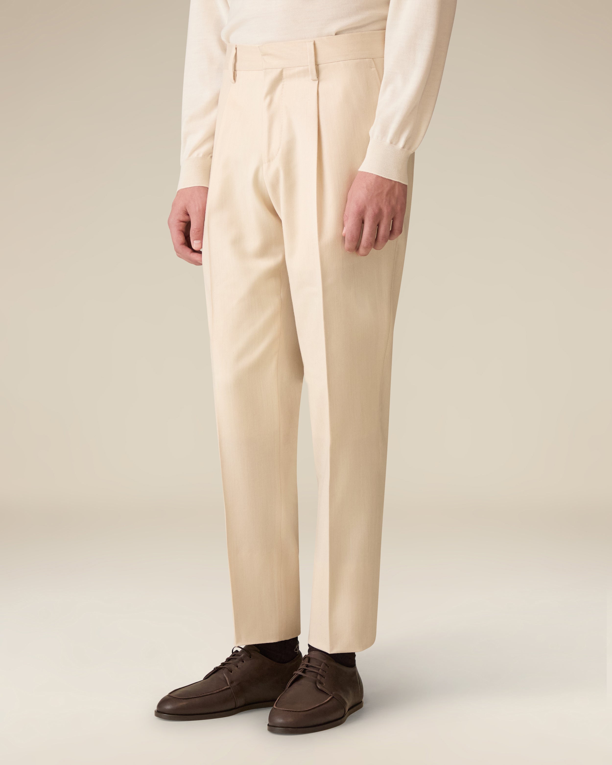 Cream flannel trousers with cashmere CREAM Lardini 3