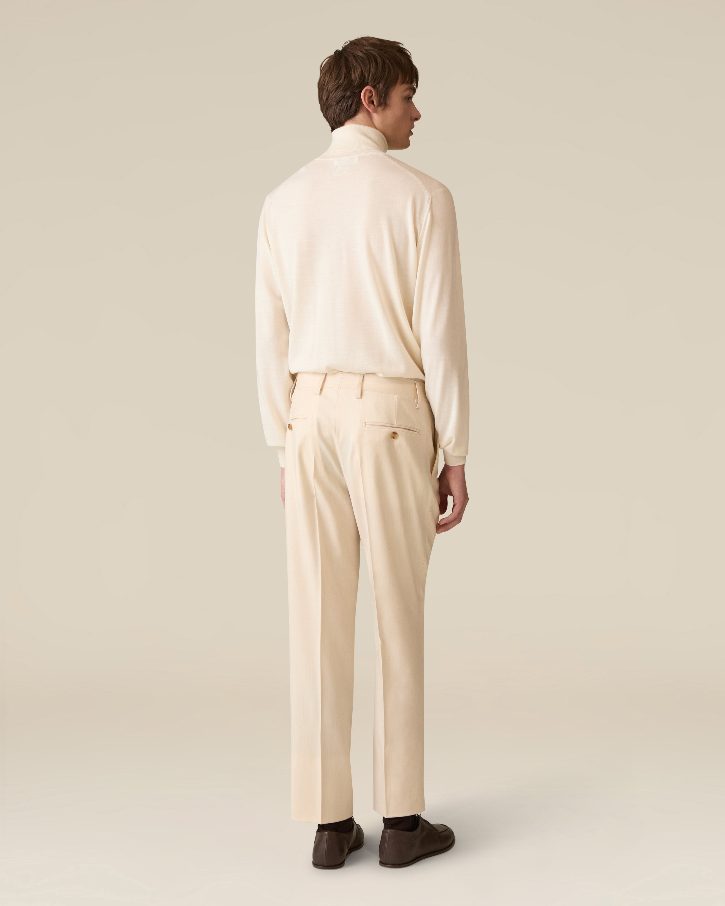 Cream flannel trousers with cashmere CREAM Lardini 5