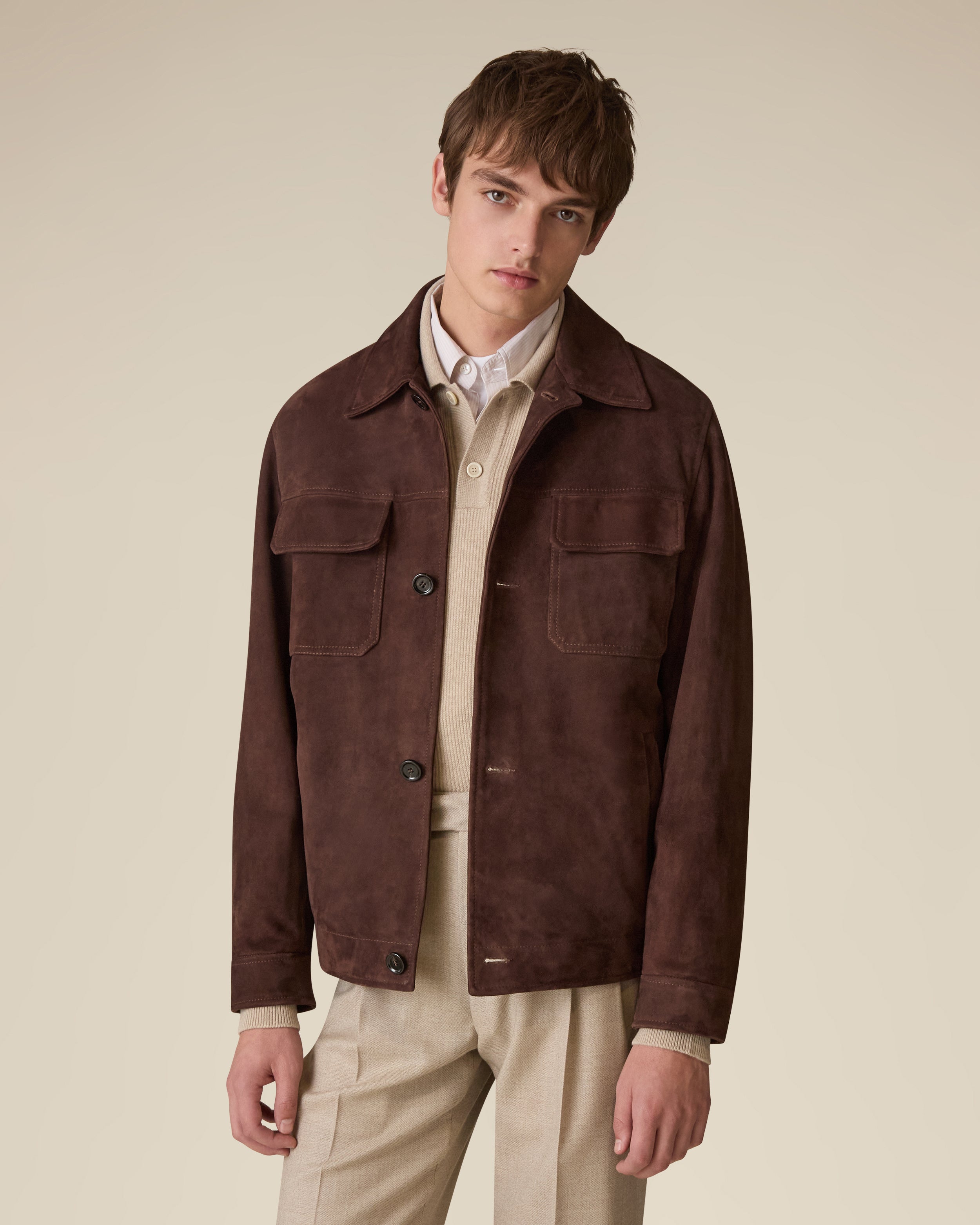Blouson en daim marron BROWN Lardini 3