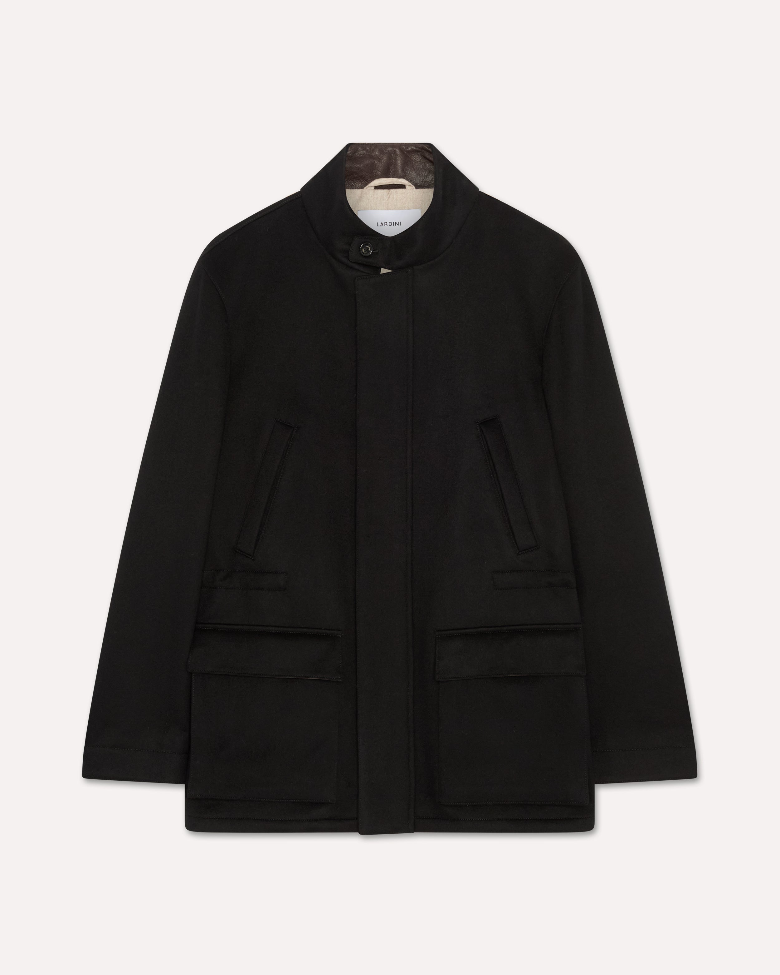 Black padded wool and cashmere field jacket BLACK Lardini 1