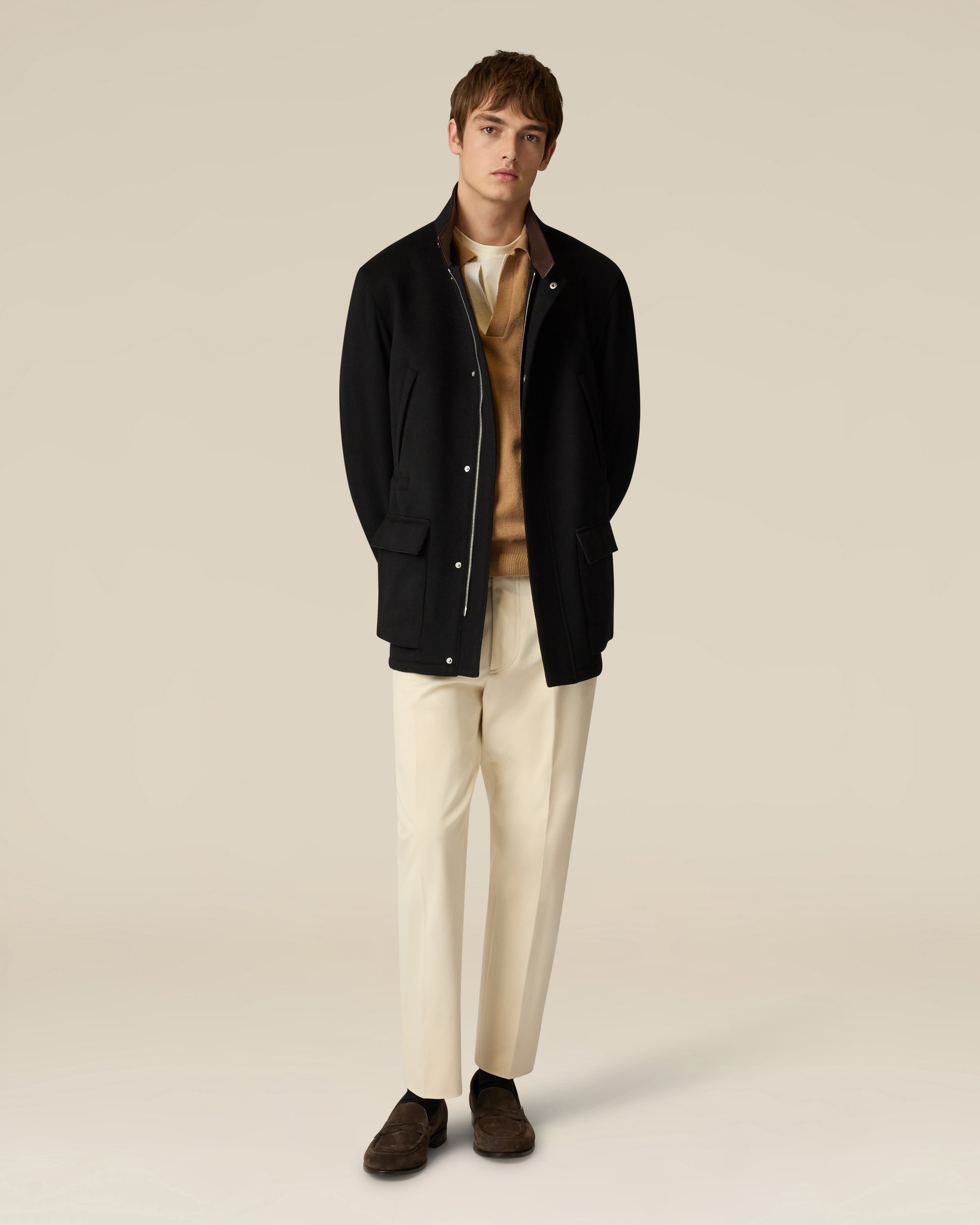 Black padded wool and cashmere field jacket BLACK Lardini 2