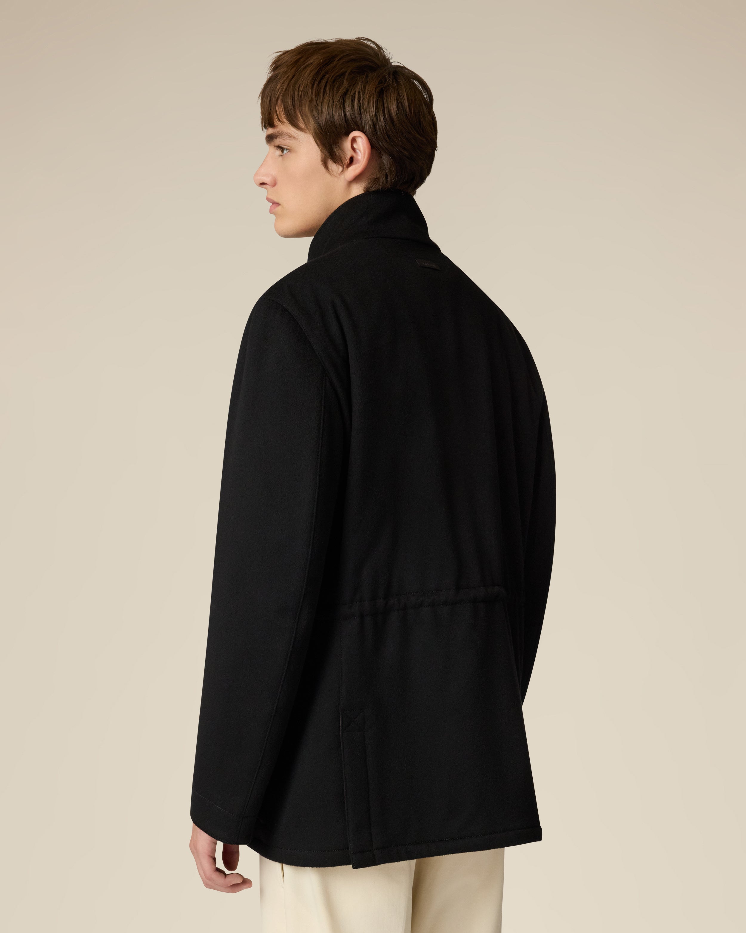 Black padded wool and cashmere field jacket BLACK Lardini 5