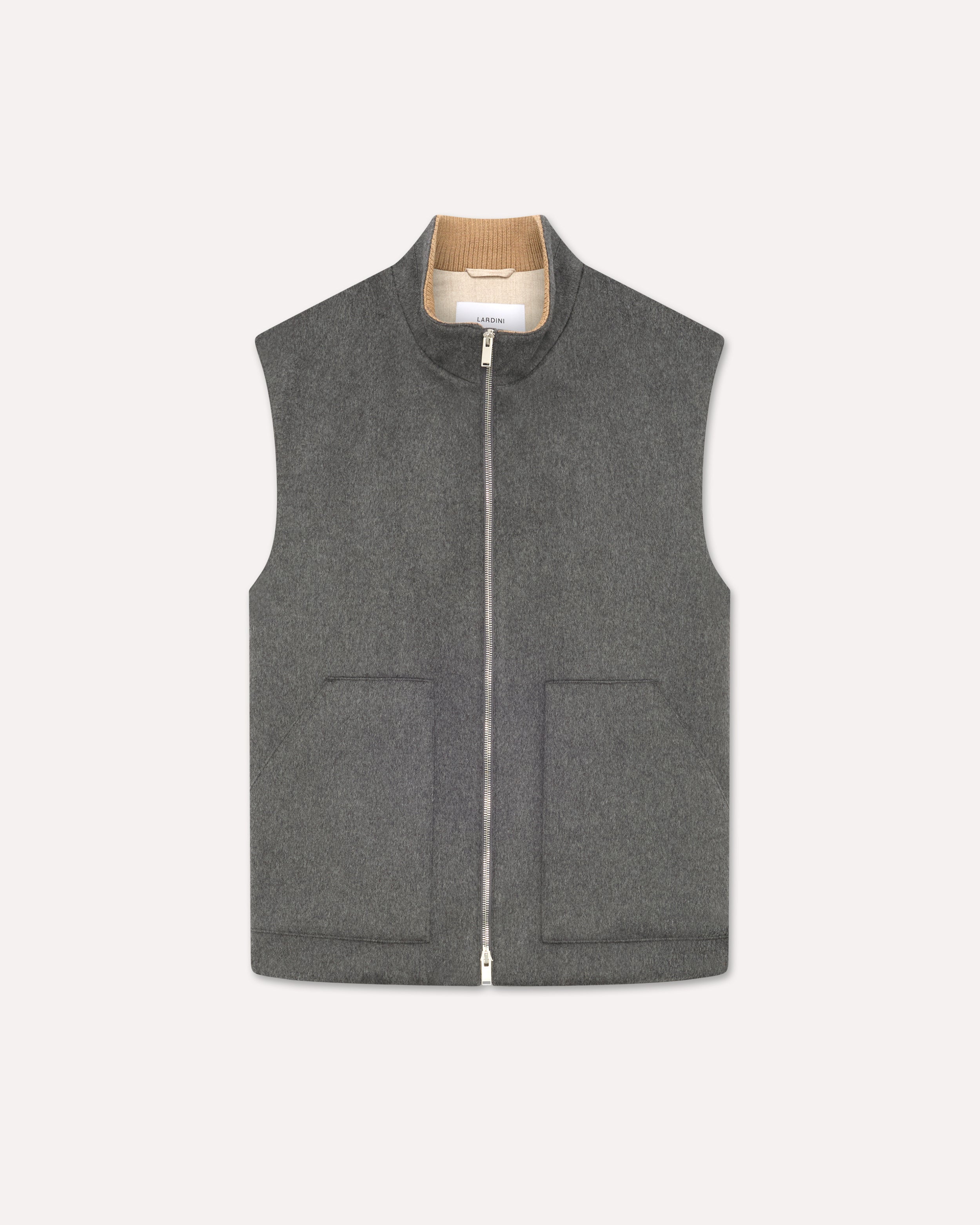 Grey padded wool and cashmere vest GREY Lardini 1