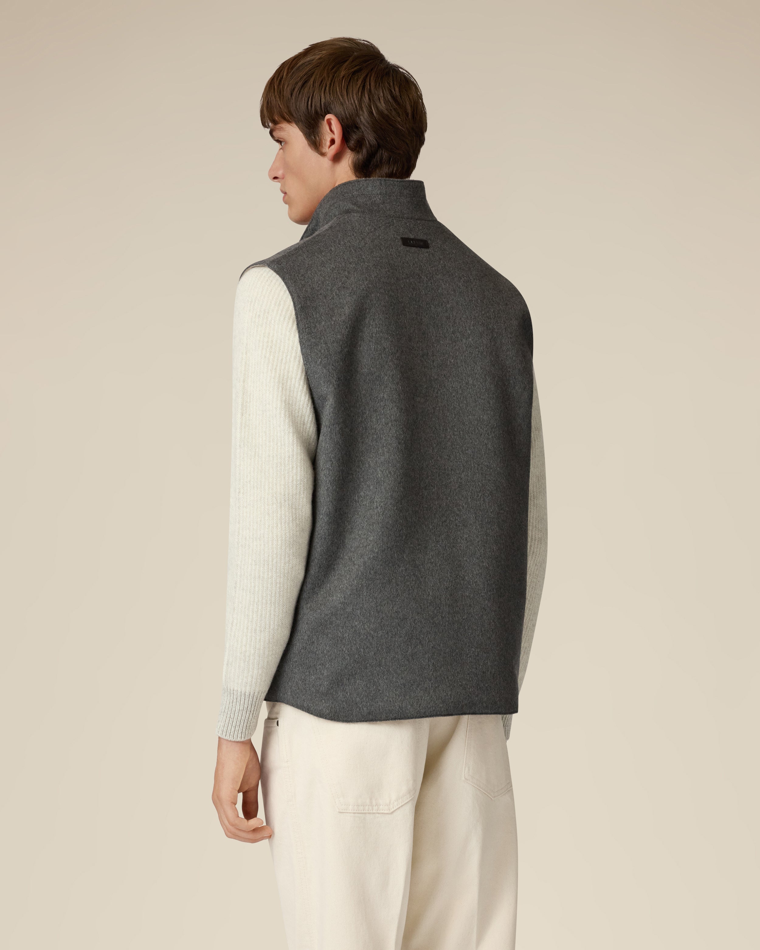 Grey padded wool and cashmere vest GREY Lardini 5