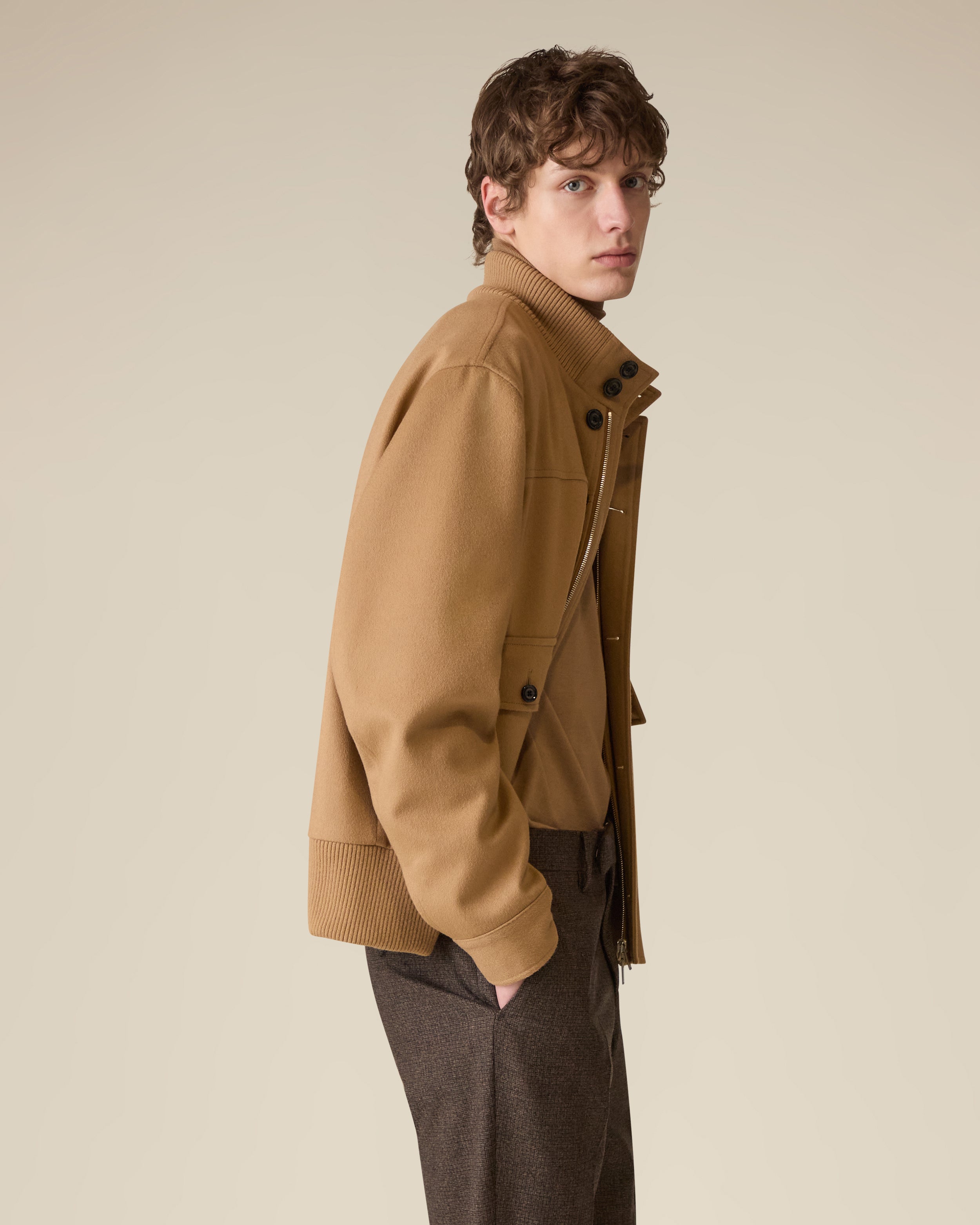 Padded jacket in camel wool and cashmere CAMEL Lardini 5