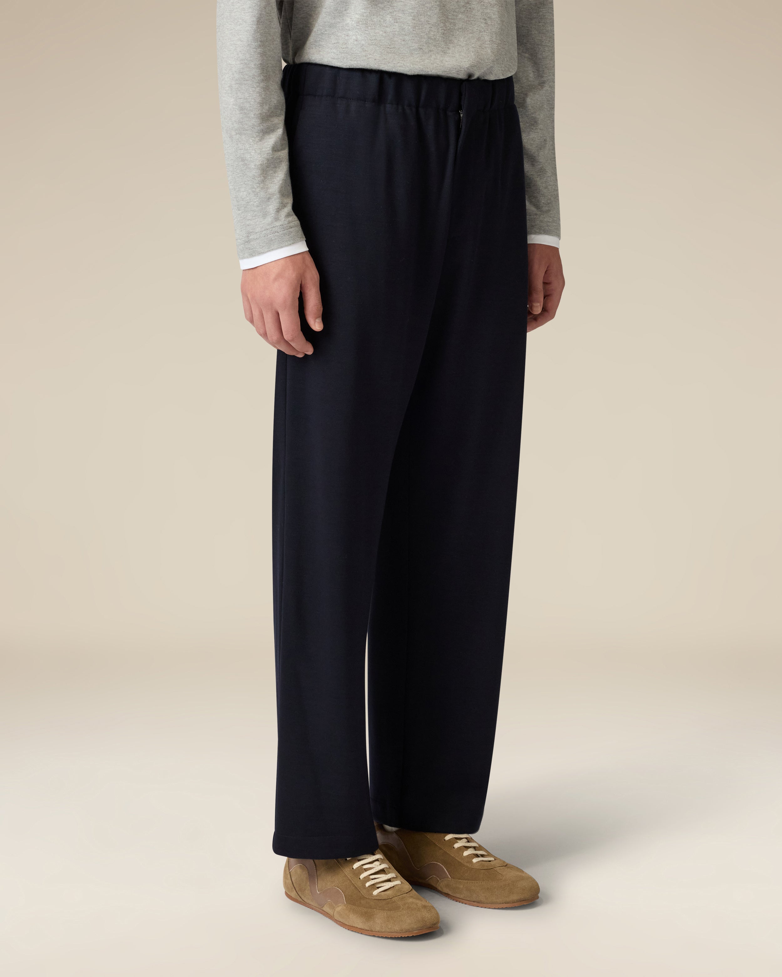 Blue wool and Tencel jersey trousers BLUE Lardini 4