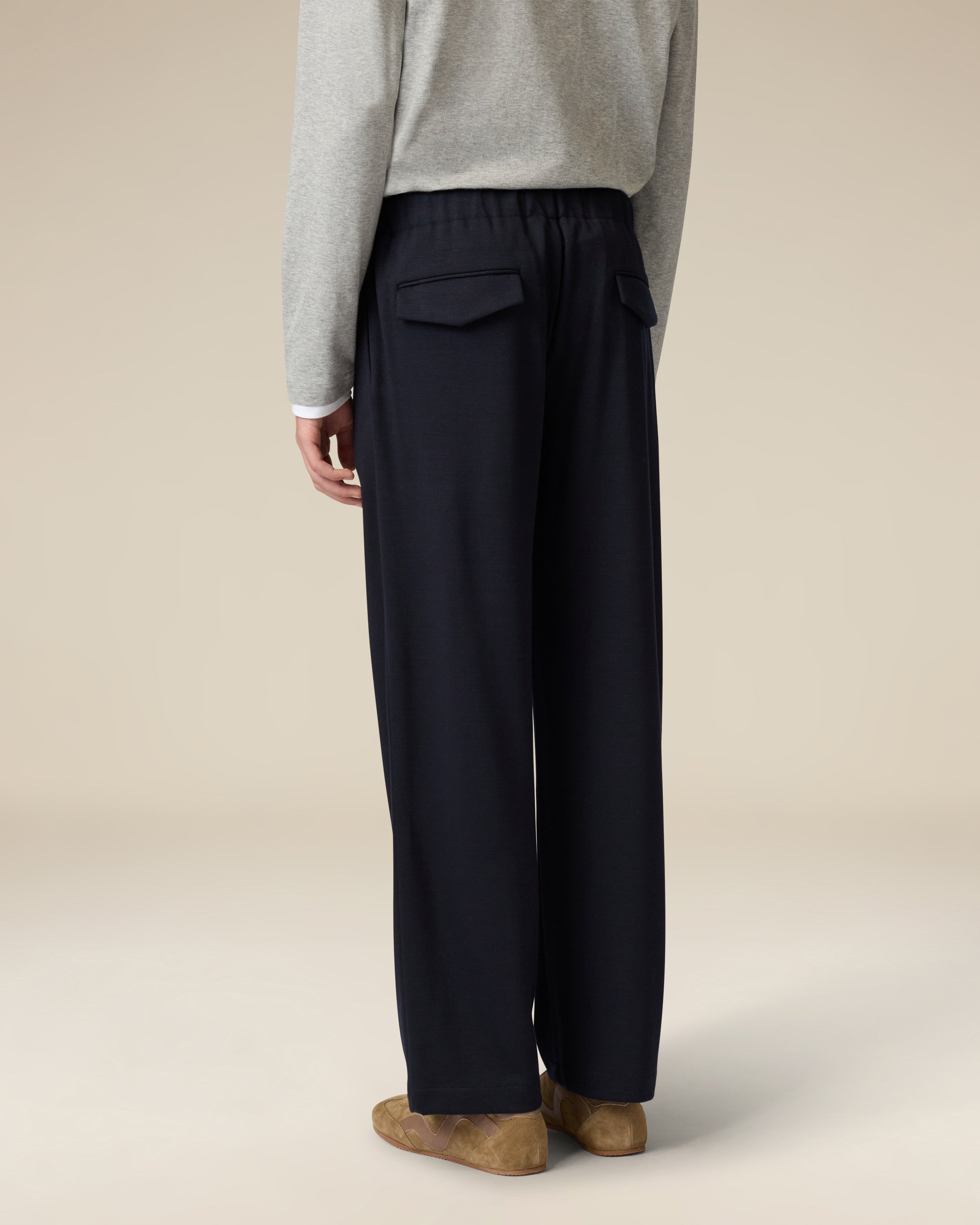 Blue wool and Tencel jersey trousers BLUE Lardini 5
