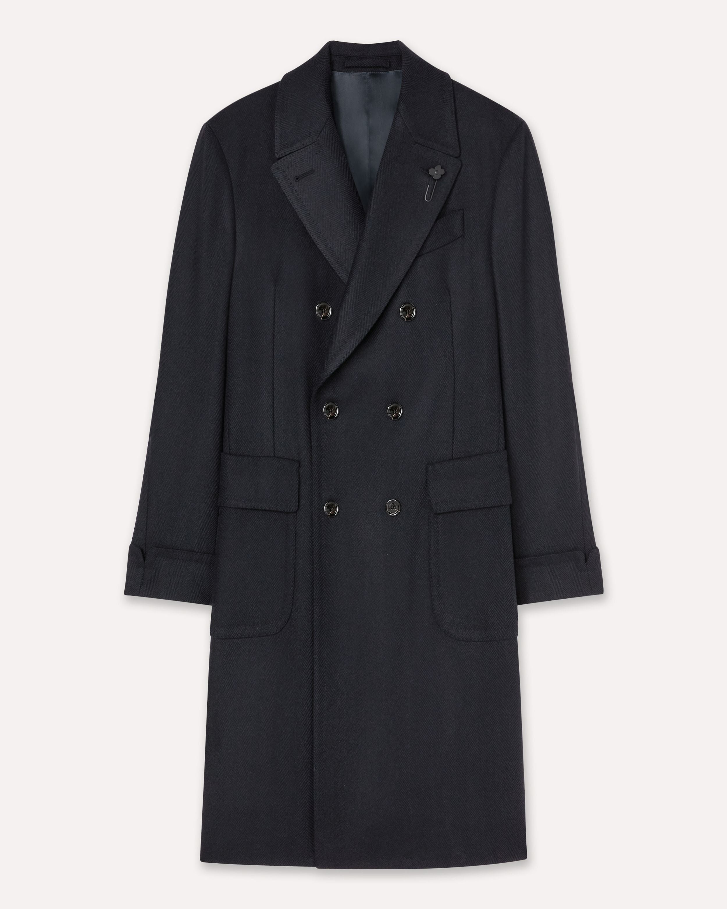 Cappotto blu in lana e cashmere BLUE/BLACK Lardini 1