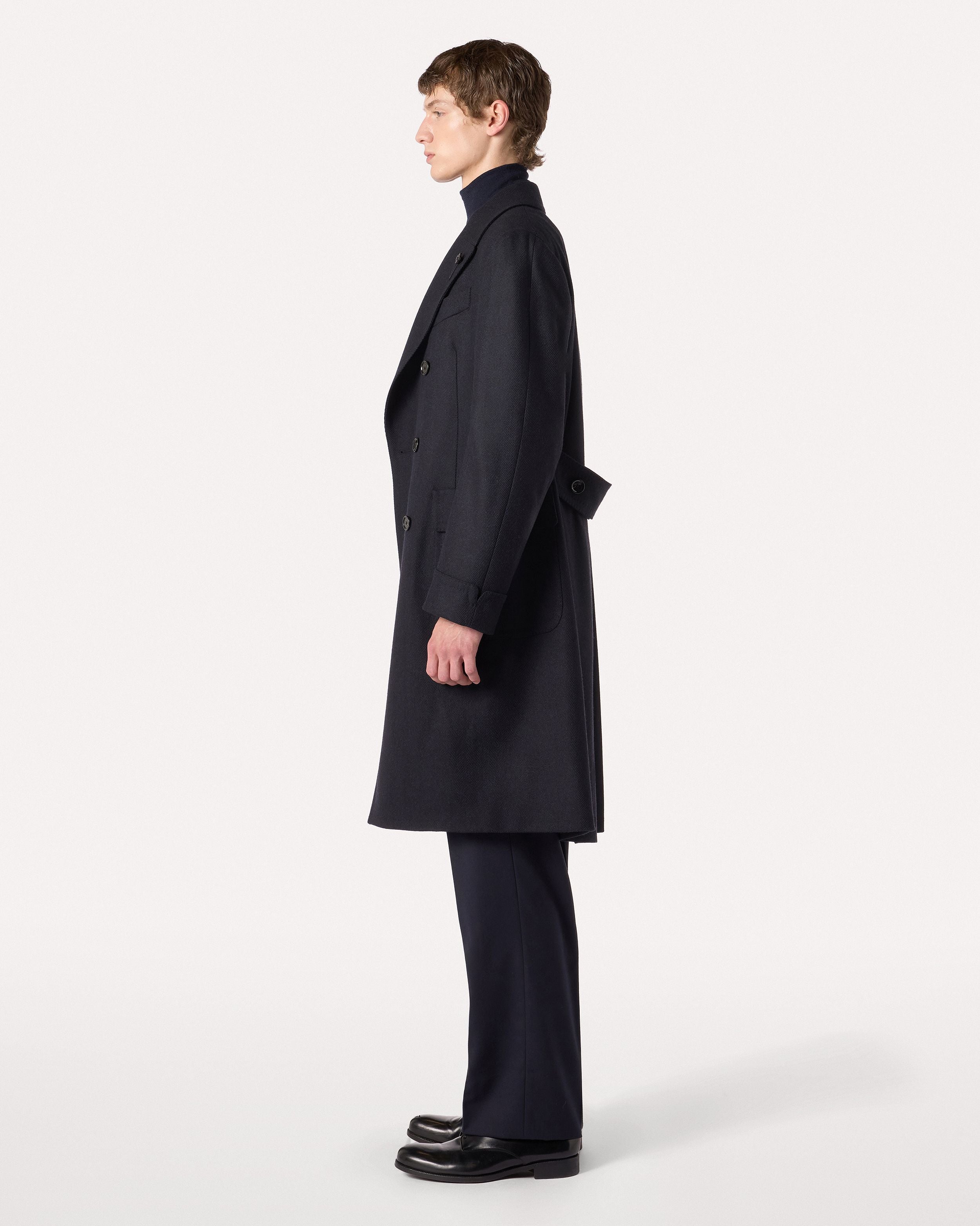 Cappotto blu in lana e cashmere BLUE/BLACK Lardini 2