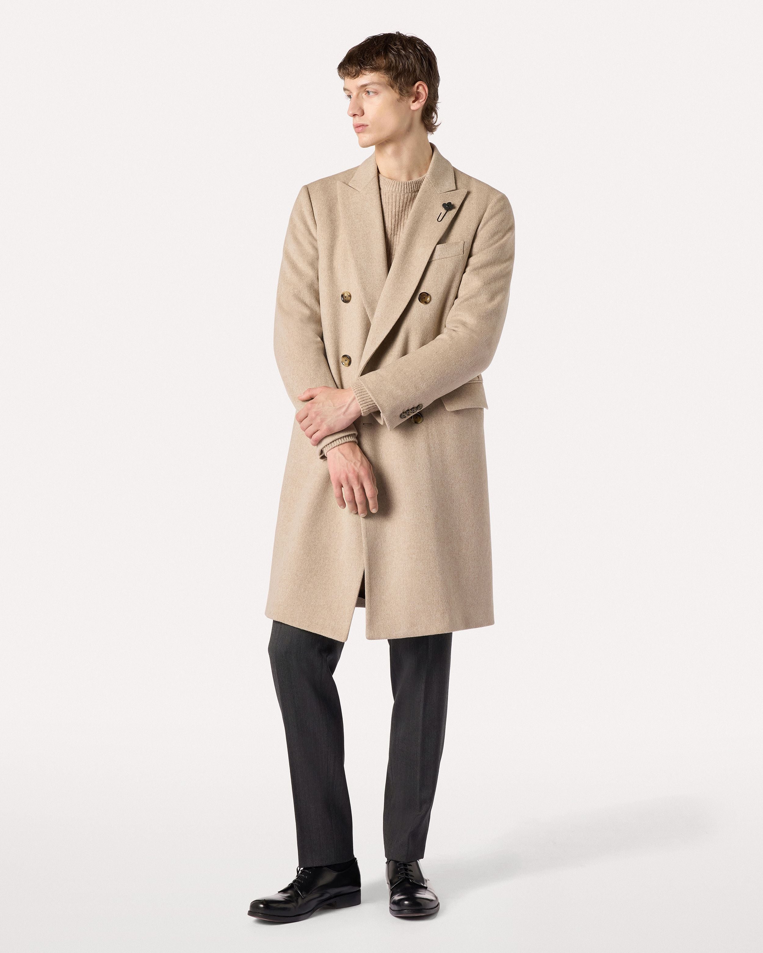 Cappotto doppiopetto sabbia in lana BEIGE Lardini 2