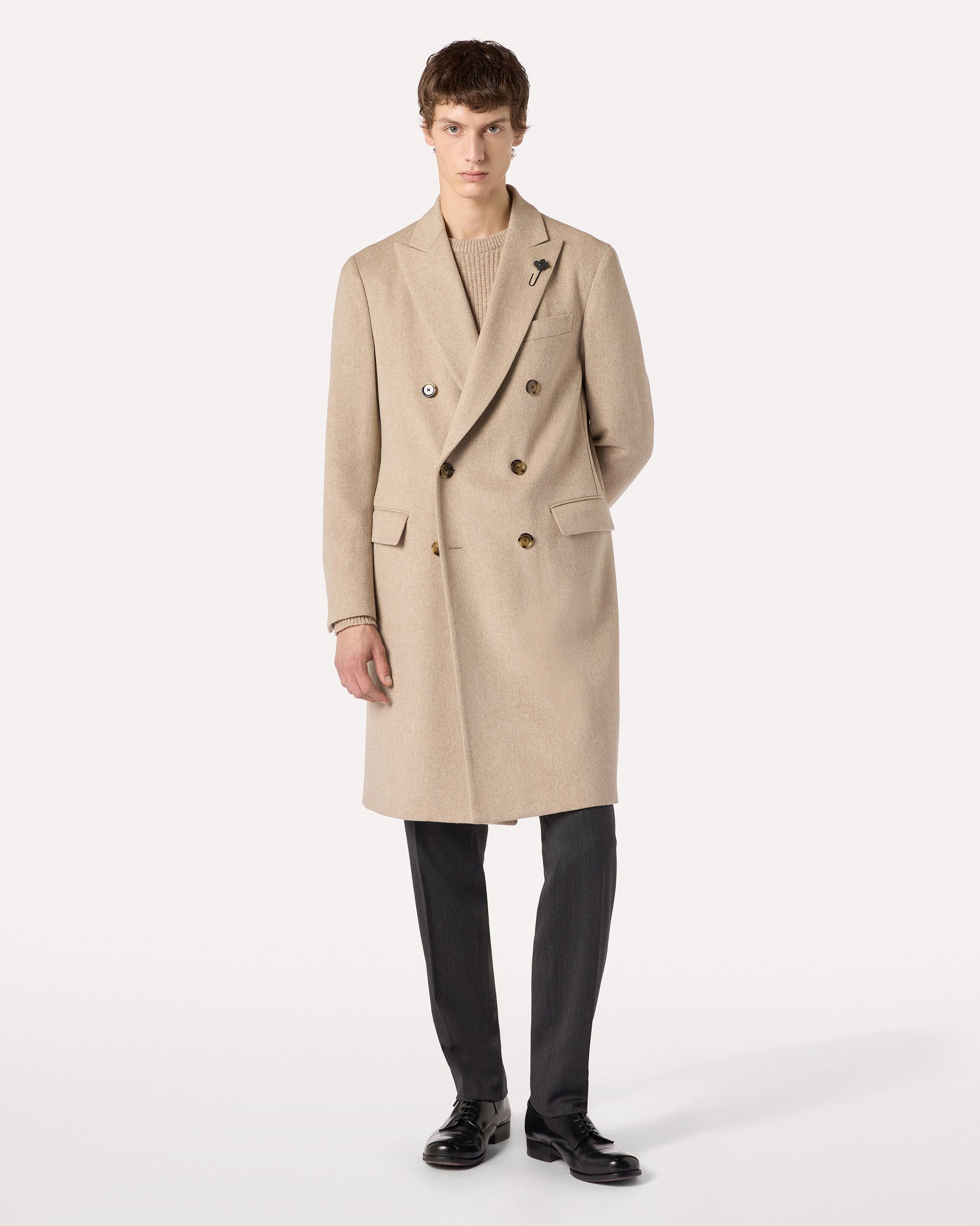 Cappotto doppiopetto sabbia in lana BEIGE Lardini 4