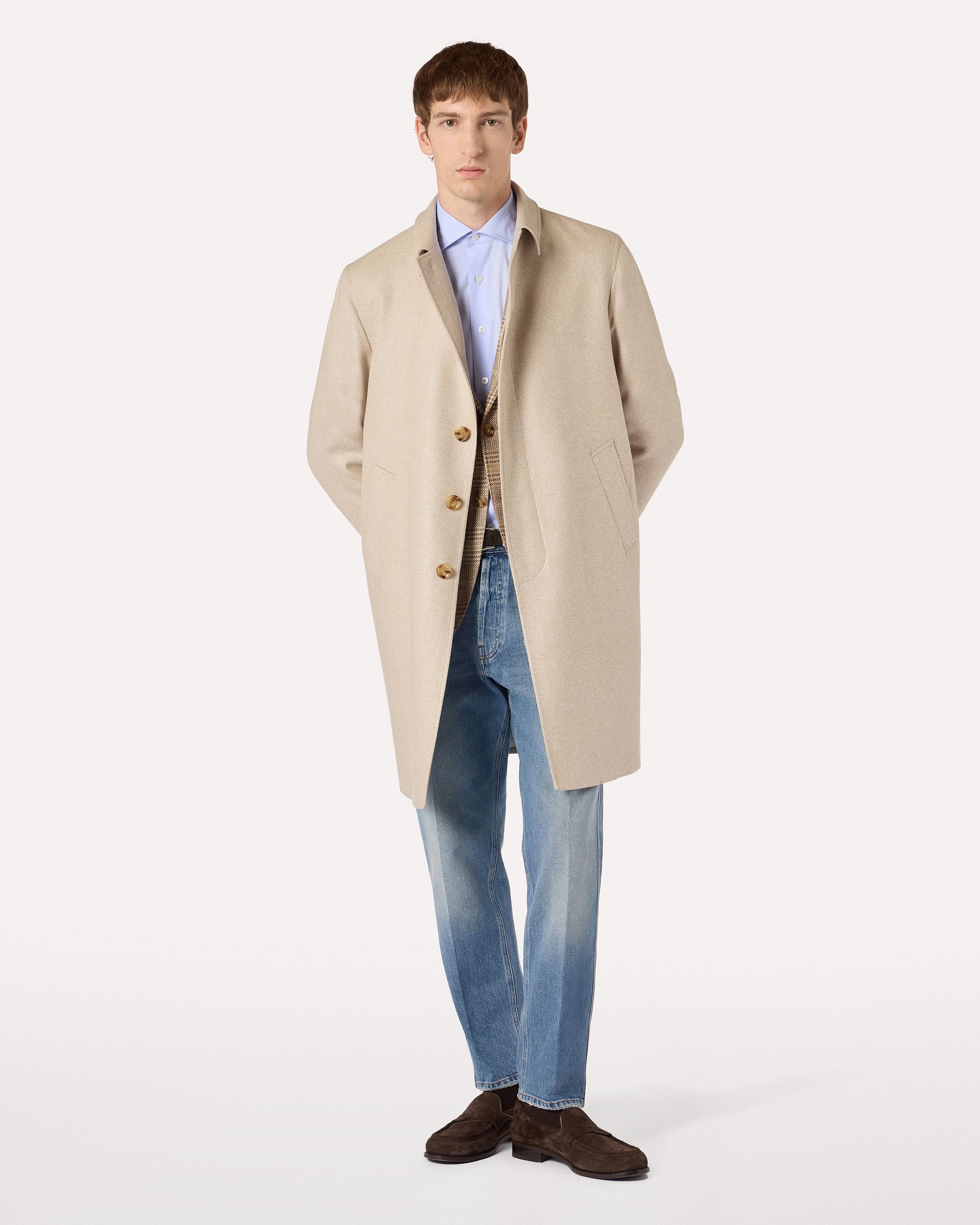 Trench color sabbia in cashmere e seta BEIGE/CAMEL Lardini 2