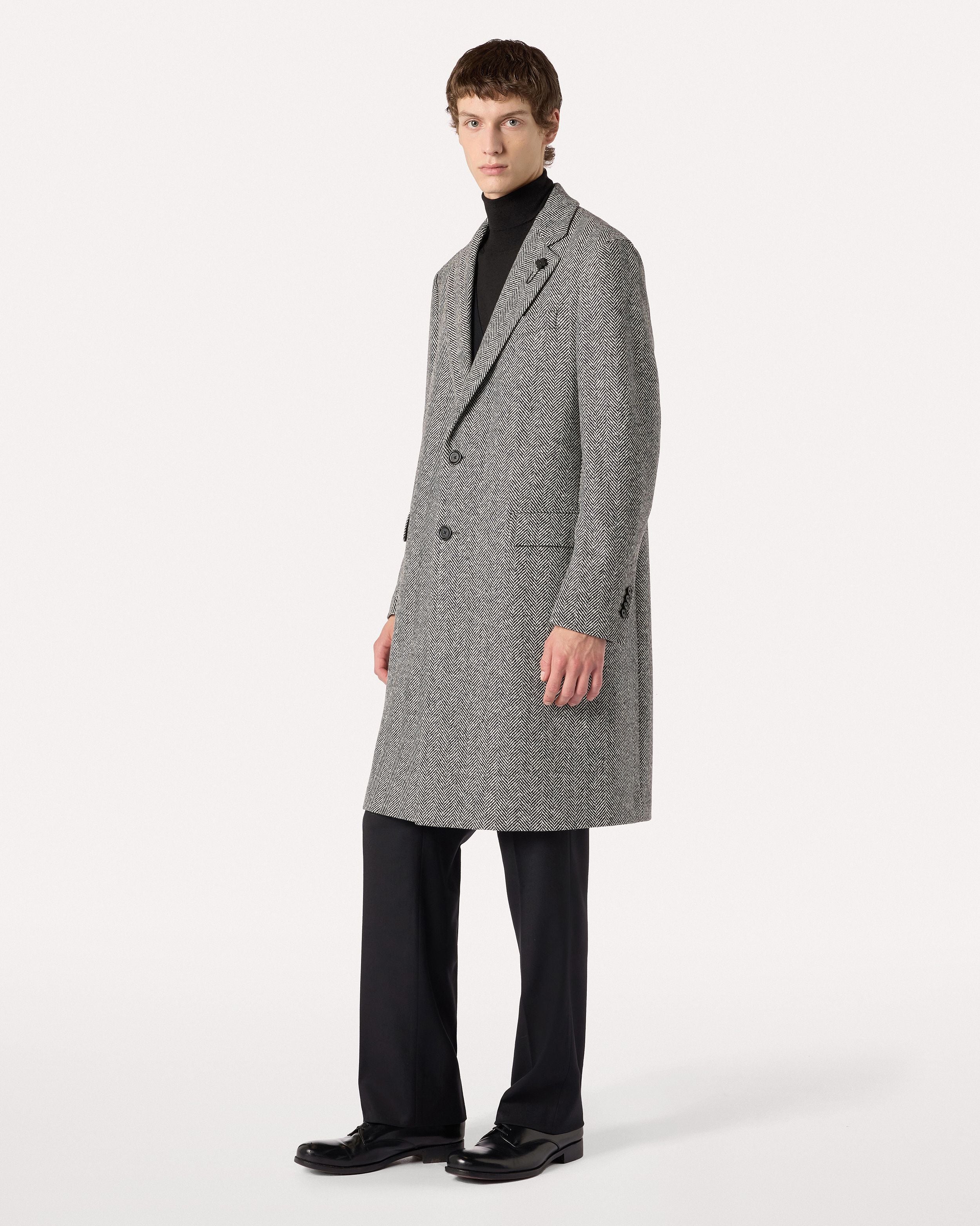Cappotto panna e nero in tweed CREAM/BLACK Lardini 4