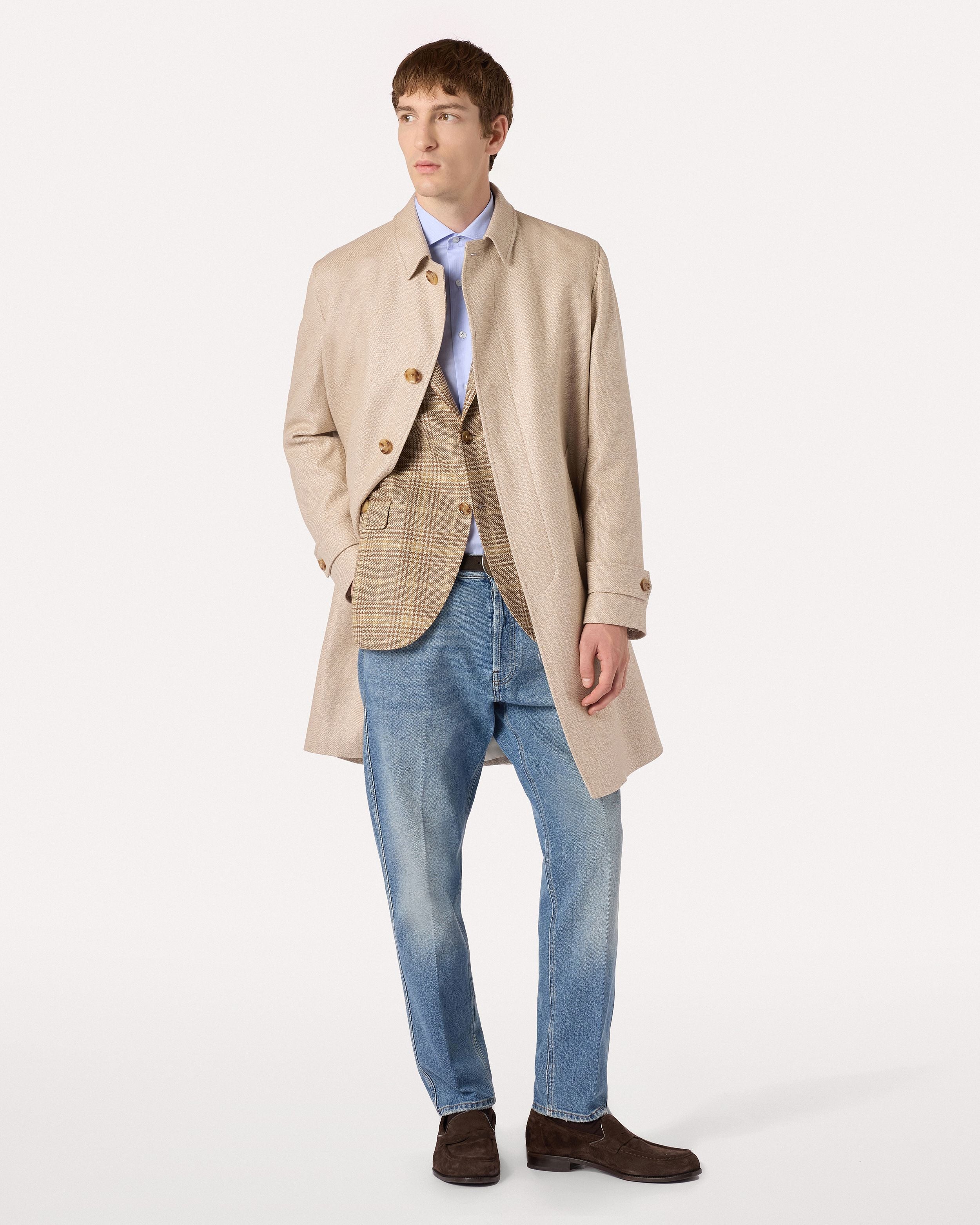 Giacca beige e gialla in lana e cashmere con motivo Prince of Wales BEIGE/YELLOW Lardini 2
