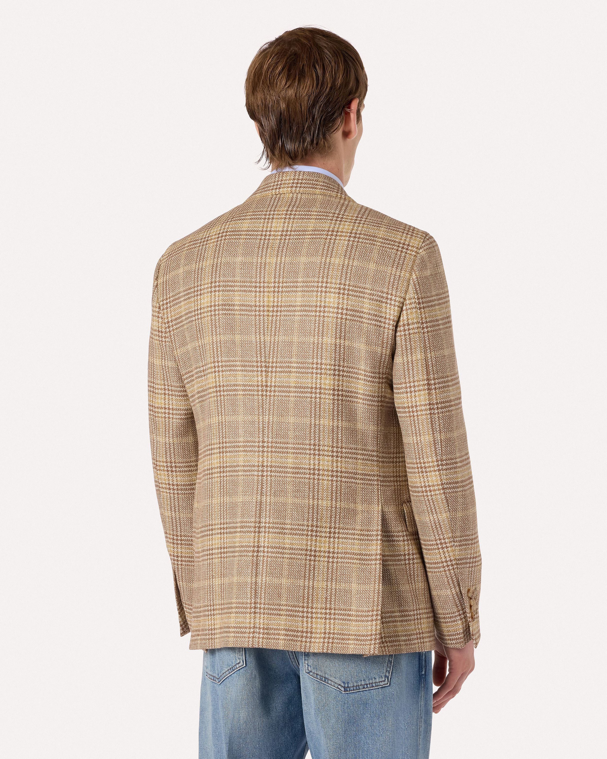 Giacca beige e gialla in lana e cashmere con motivo Prince of Wales BEIGE/YELLOW Lardini 5
