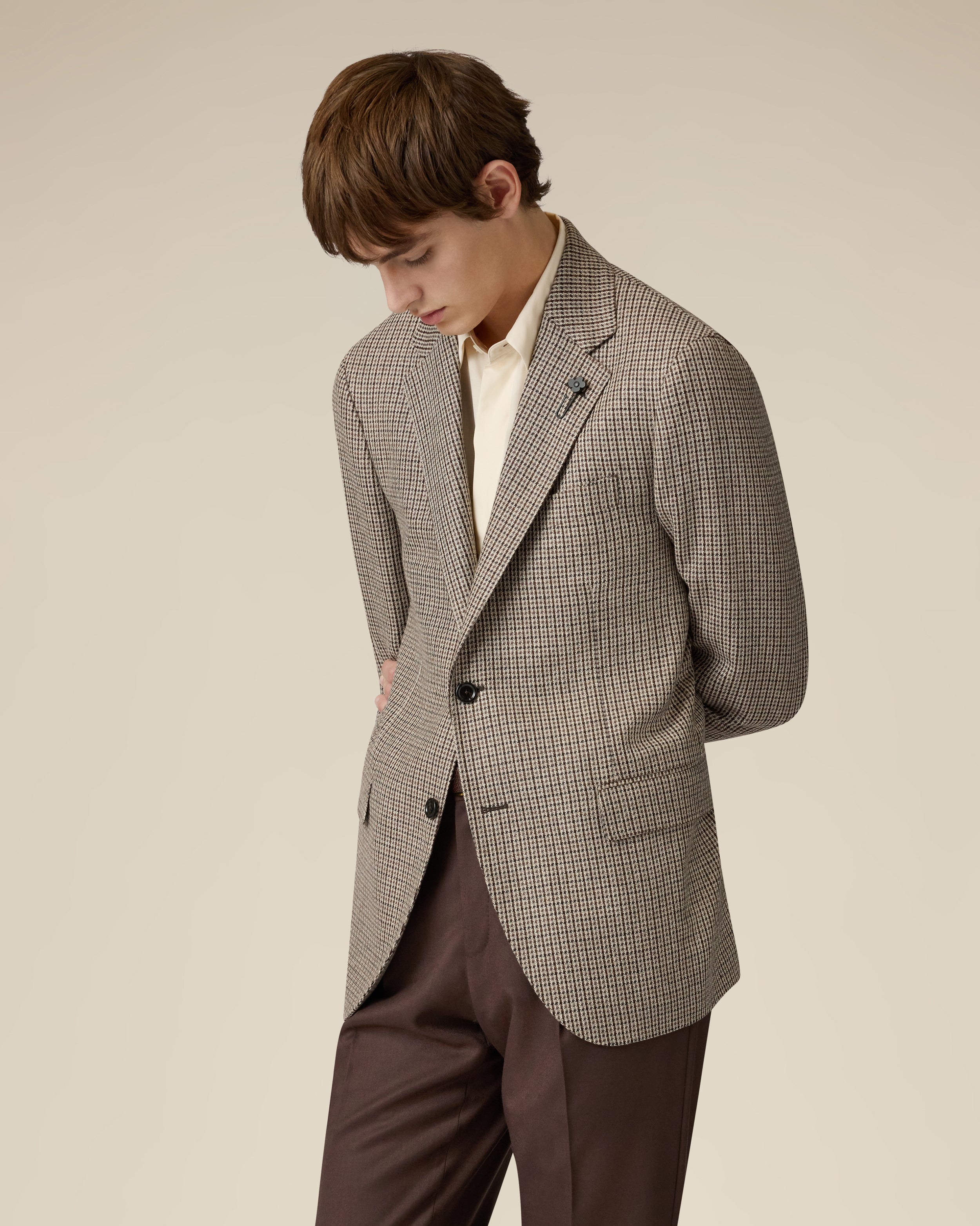 Beige single-breasted cashmere jacket BEIGE/BROWN Lardini 4