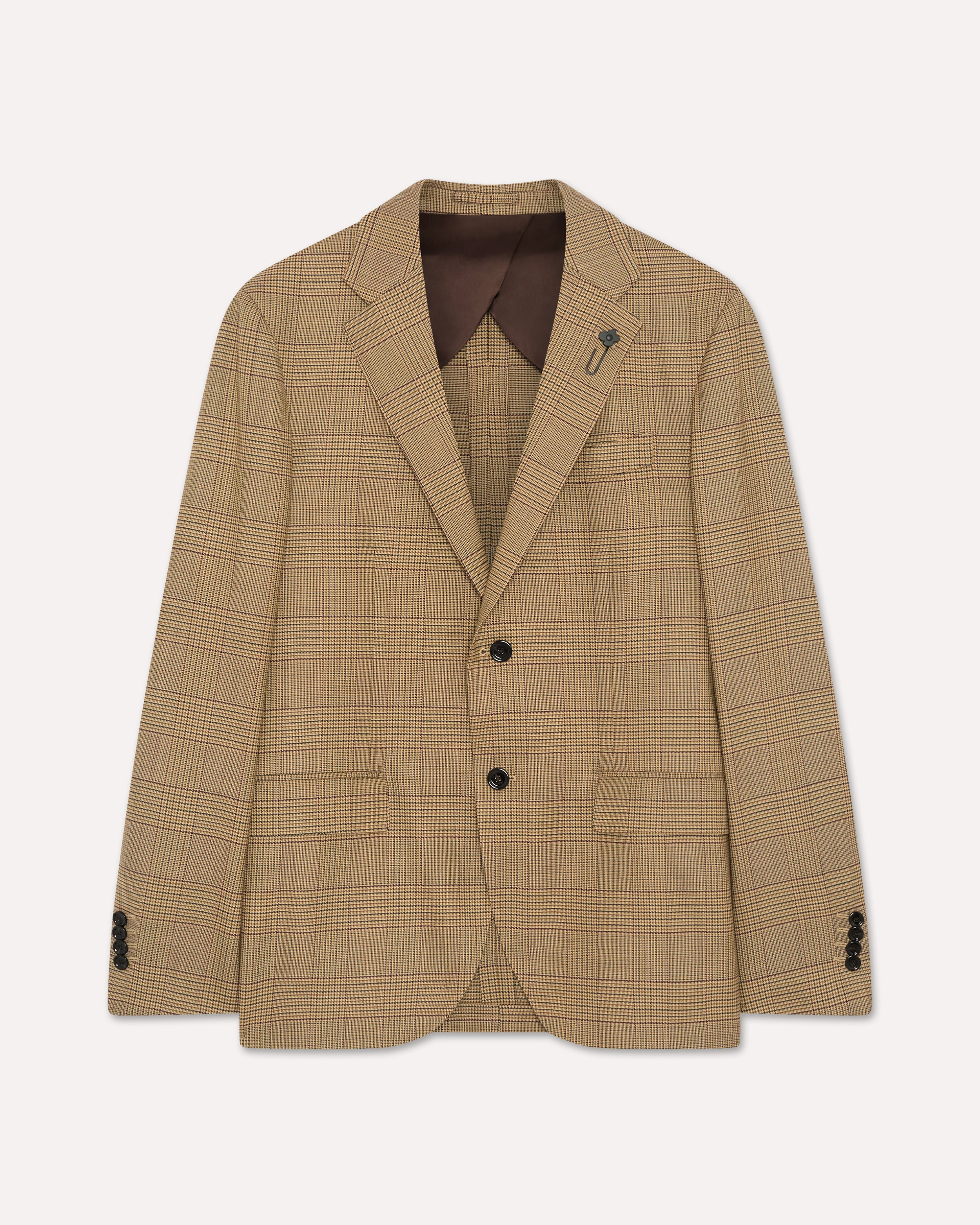 Camel single-breasted stretch wool jacket CAMEL/RED Lardini 1