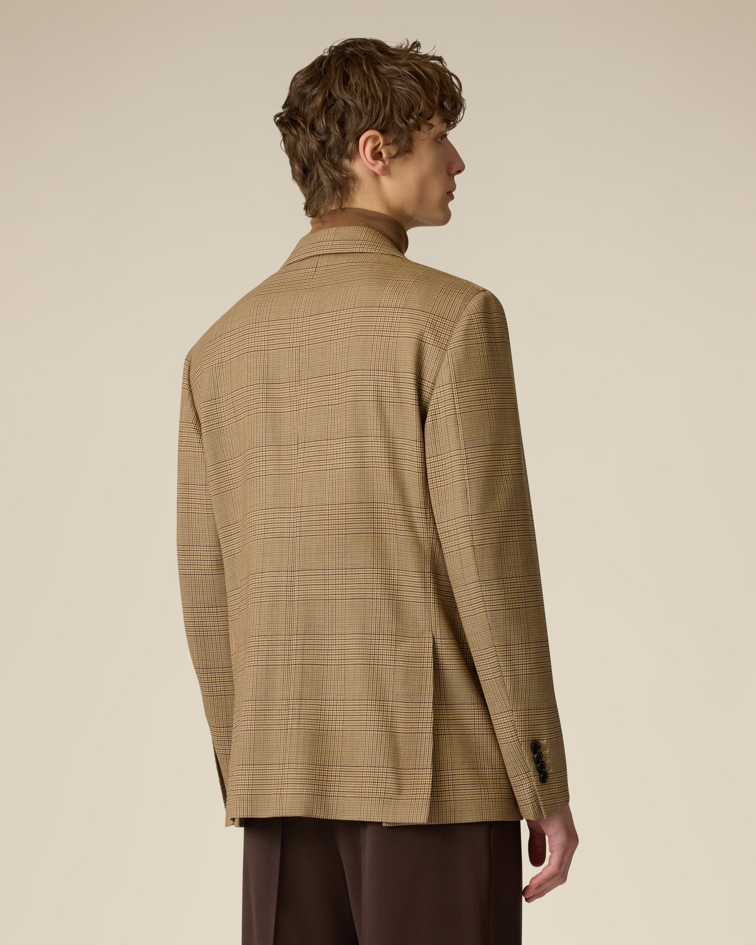 Camel single-breasted stretch wool jacket CAMEL/RED Lardini 5
