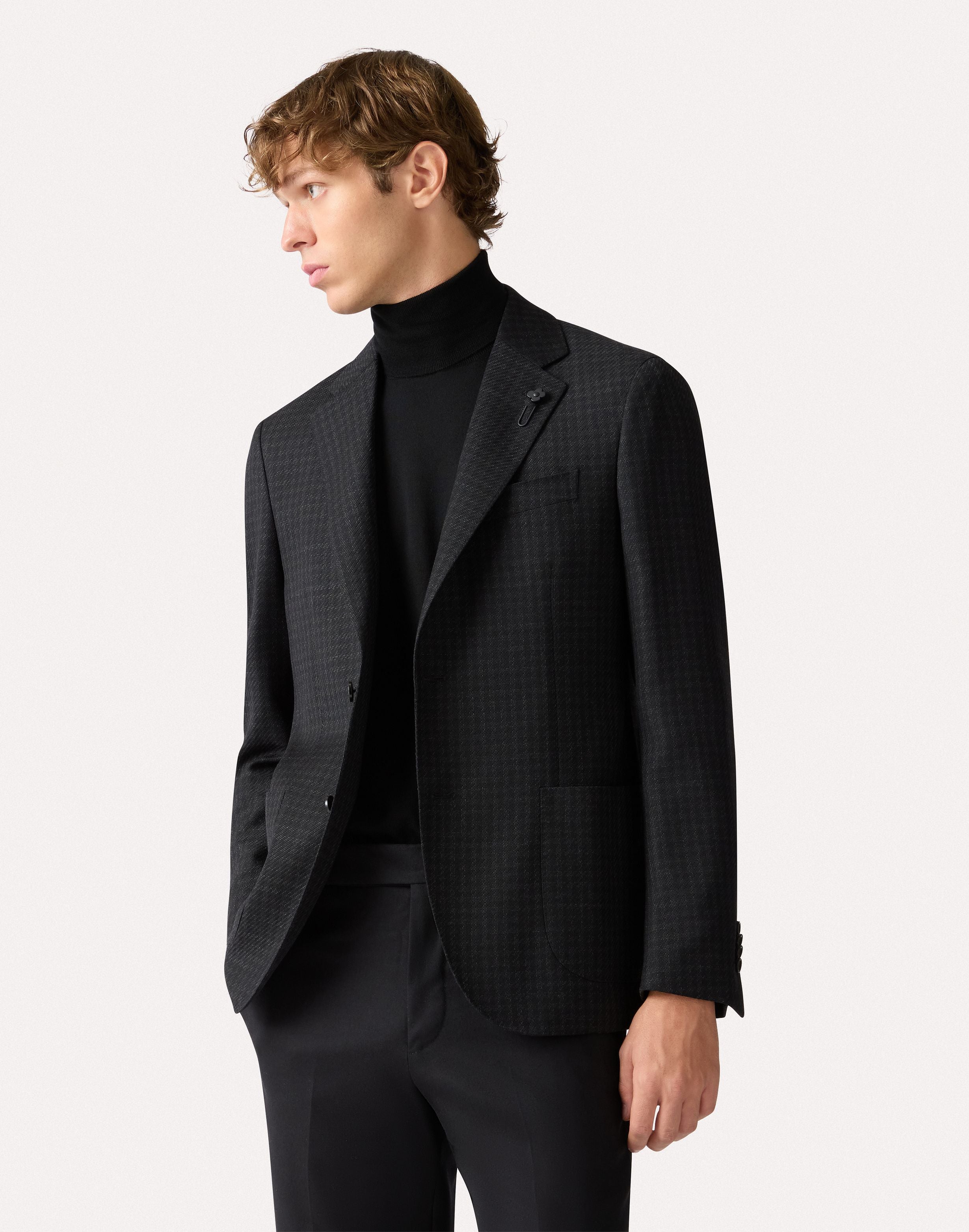 Pied de poule jacket in twisted wool, grey and blue GREY/BLUE Lardini 4