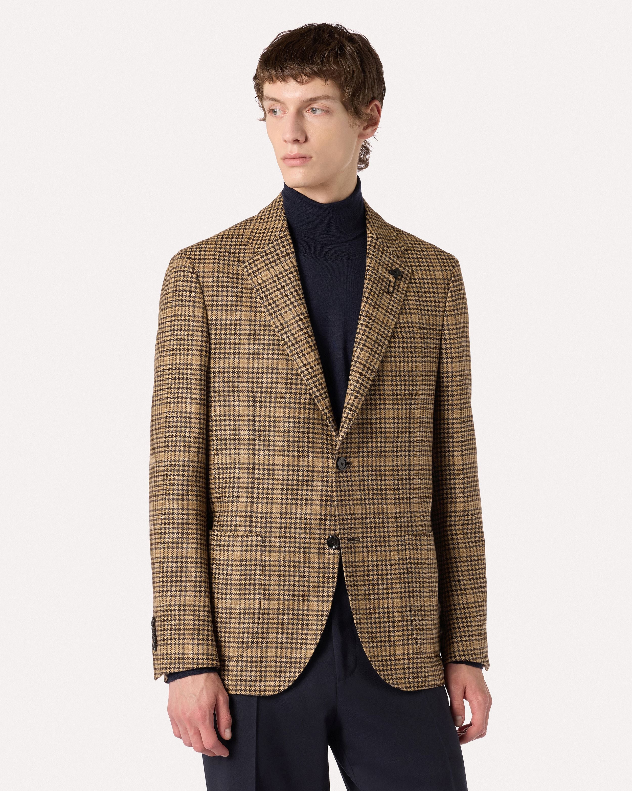 Giacca monopetto beige in twill di lana e cashmere BEIGE/BROWN/MUSTARD Lardini 4